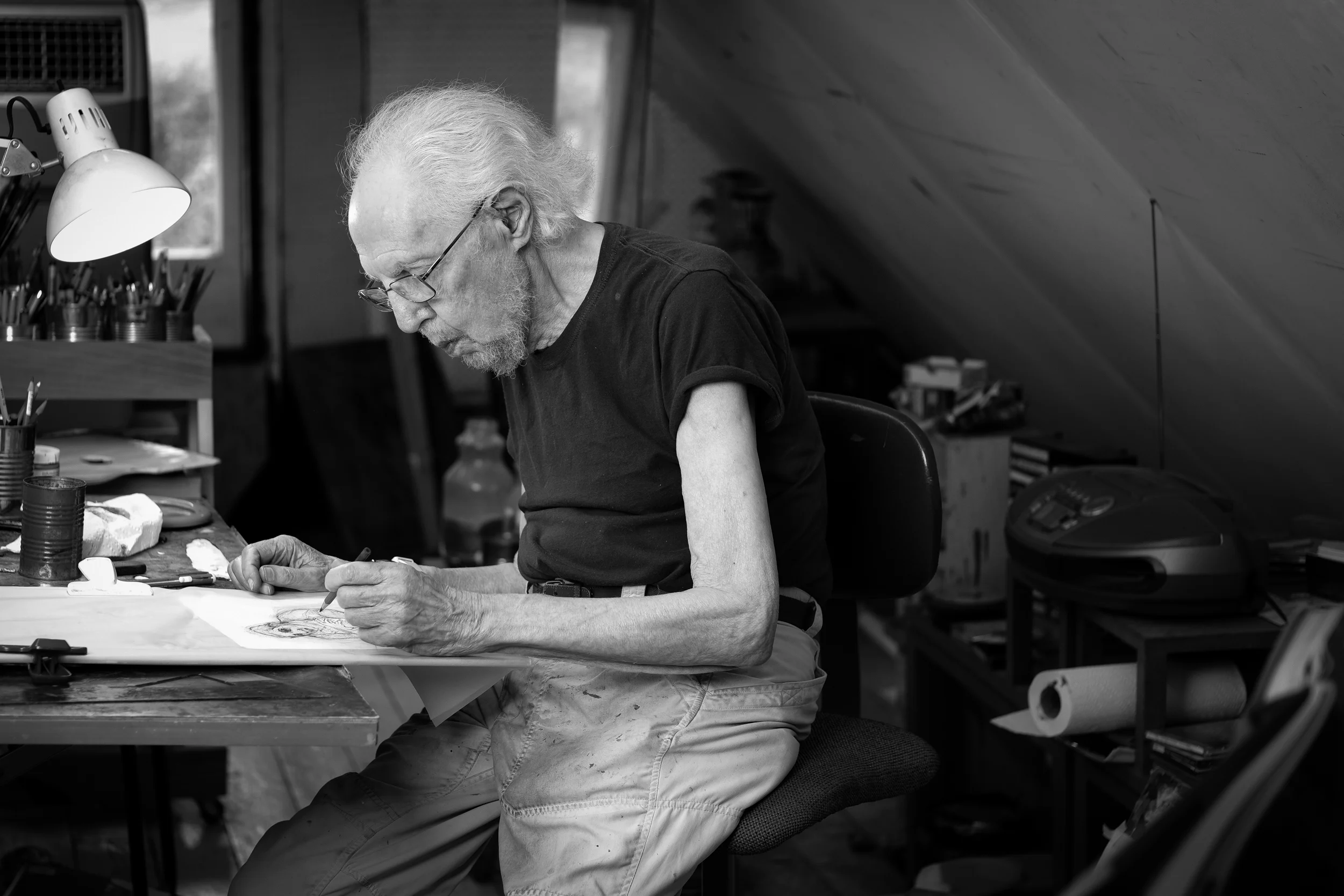 For Leo painting is not a philosophical activity. His attic studio is where you will find Leo everyday →