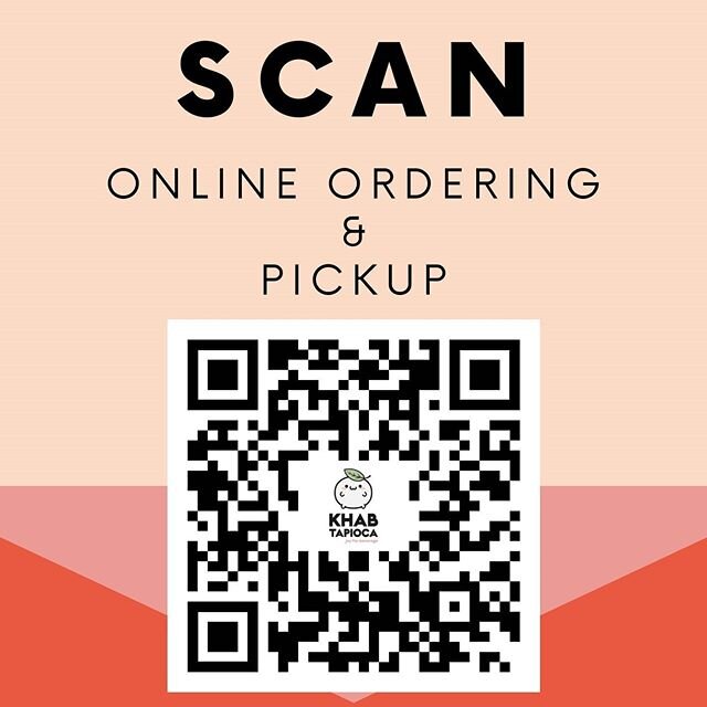 Starting Friday June 5, we will have online ordering and pick up available.
Order at www.khabtapioca.com or scan the QR code with your phone camera. Point collection is back! Old point balances will be restored after the first order. Please allow 7 d