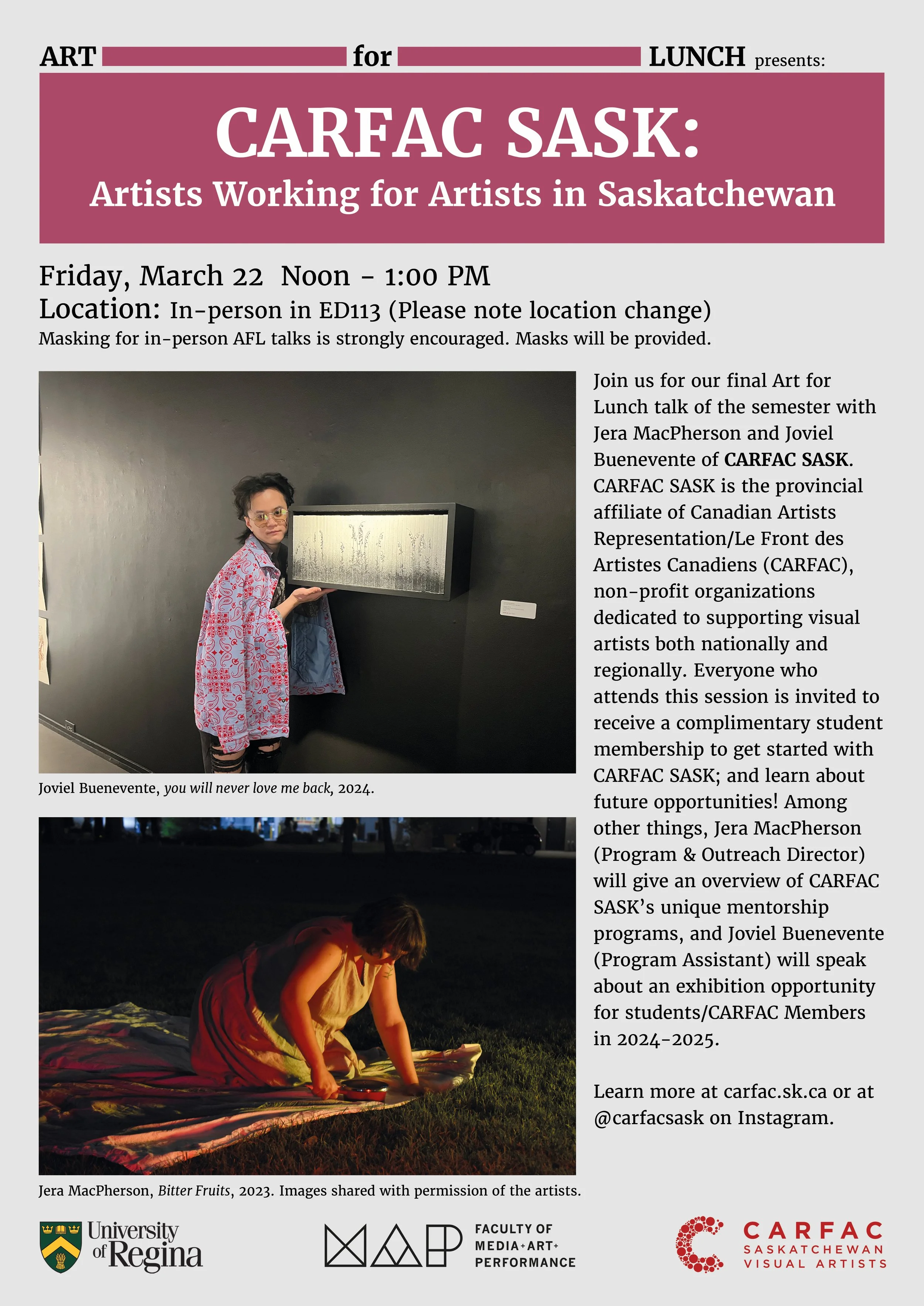 Art for Lunch - CARFAC SASK: Artists Working for Artists