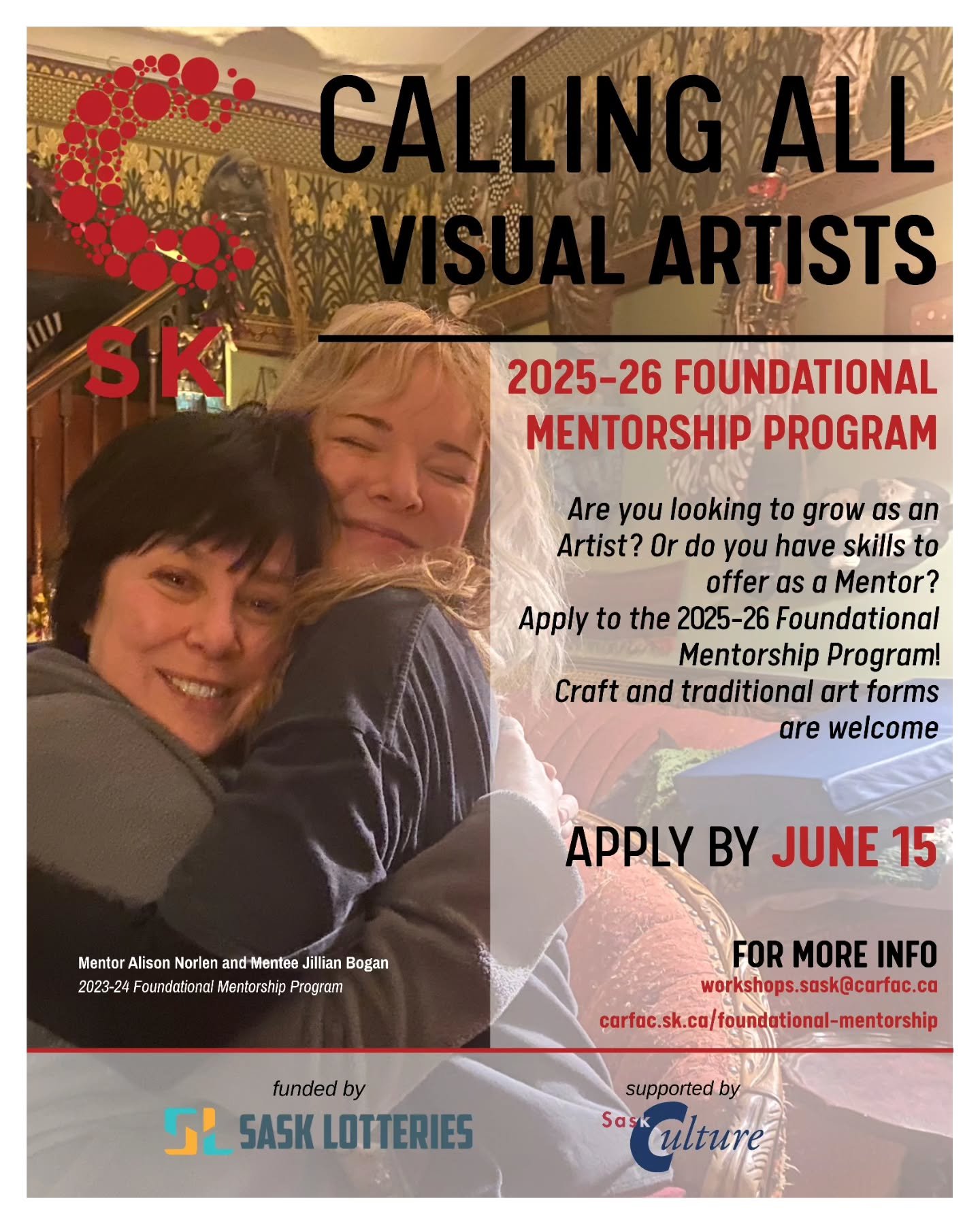 The deadline to apply for the 2025&ndash;26 Foundational Mentorship Program is JUNE 15!

Mentors and mentees can apply by filling out the online form here:
https://carfac.sk.ca/foundational-mentorship (link also in bio)

If you have any questions abo