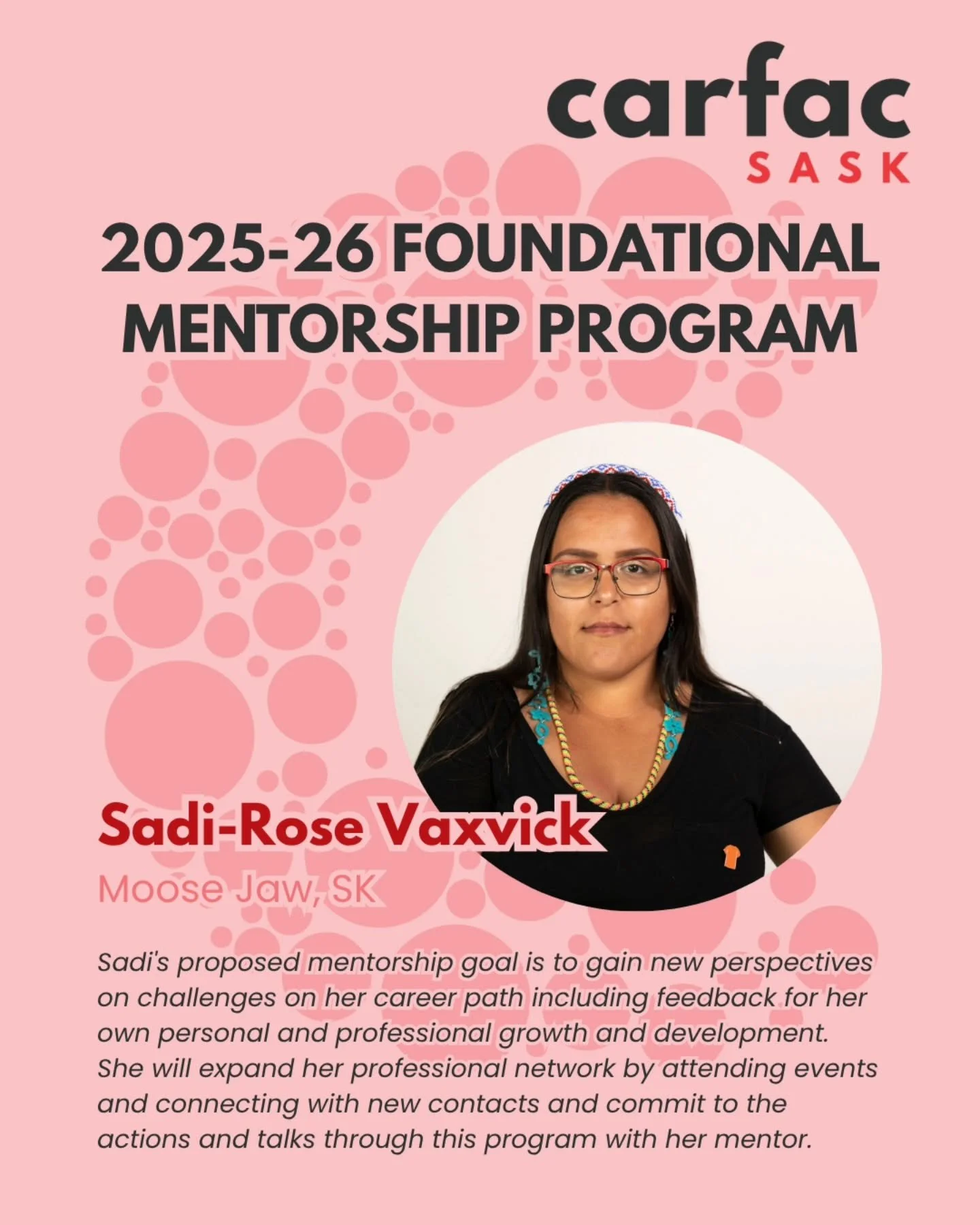 (Repost to fix a typo)

Meet one of our new pairs for the 2025-26 Foundational Mentorship Program!

We are excited to introduce Mentee Sadi-Rose Vaxvick (Moose Jaw) and their Mentor Stacey Fayant (Regina). We are delighted to welcome them to the prog