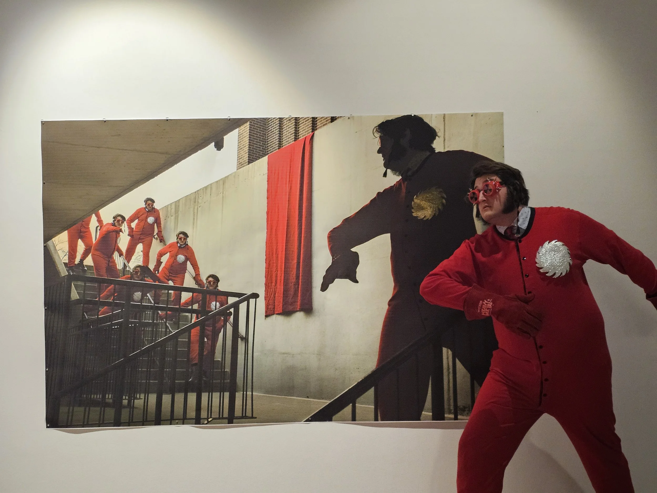 Artist William Bessai-Saul in front of ""