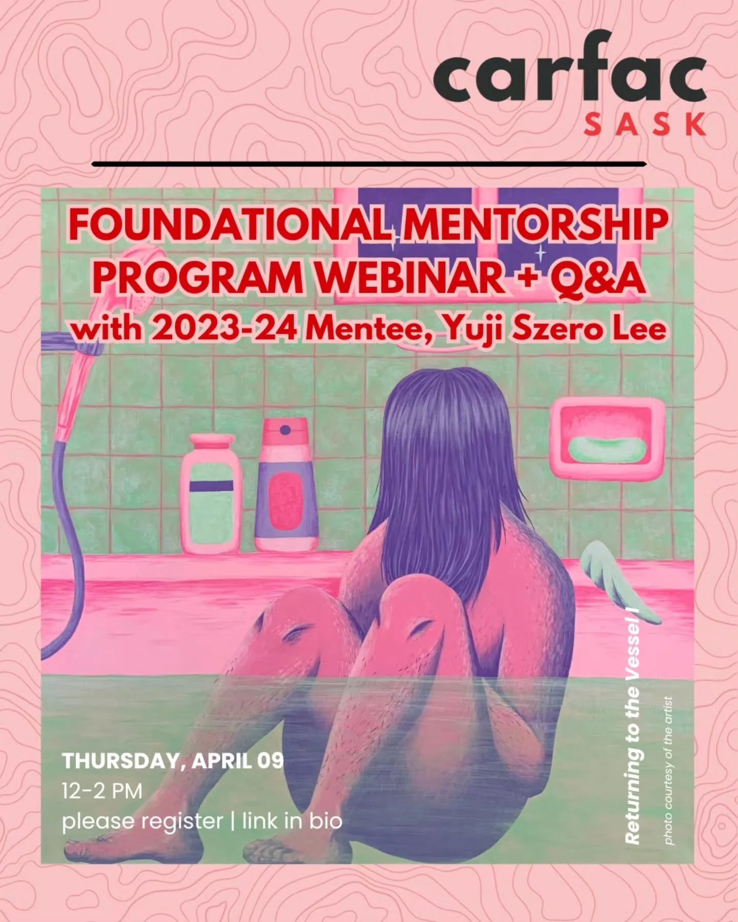 Please join CARFAC SASK and 2023-2024 mentee, Yuji Szero Lee (@tofu_tv), next Thursday, APR 09 where they will be sharing their experience with the Foundational Mentorship Program.

The webinar will be in two parts: an interview-style talk with Yuji,