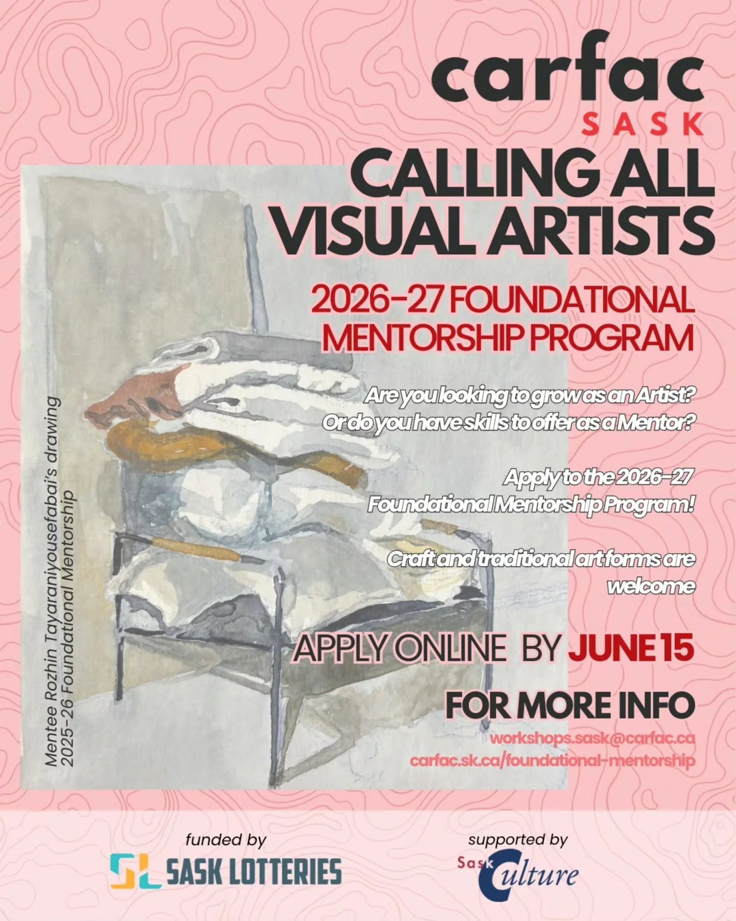 TWO WEEKS LEFT!!!

Deadline for the 2026-27 Foundational Mentorship Program is JUNE 15. Don't miss it!

You can find more information and apply by visiting https://carfac.sk.ca/foundational-mentorship (link in the bio)

Please note that there are two