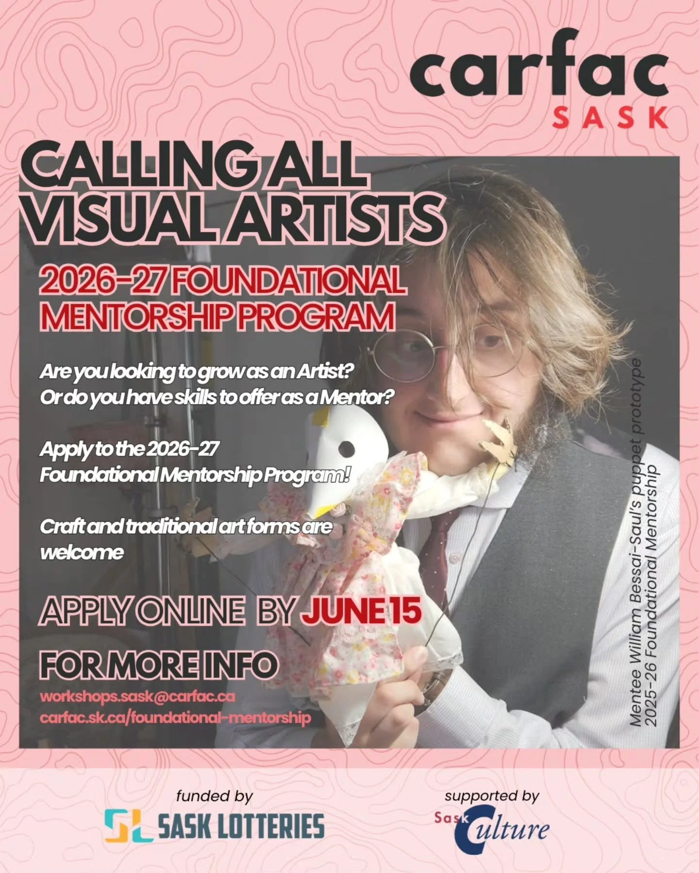 ONE WEEK LEFT!!!

Deadline for the 2026-27 Foundational Mentorship Program is JUNE 15. Don't miss it!

You can find more information and apply by visiting https://carfac.sk.ca/foundational-mentorship (link in the bio)

Please note that there are two 