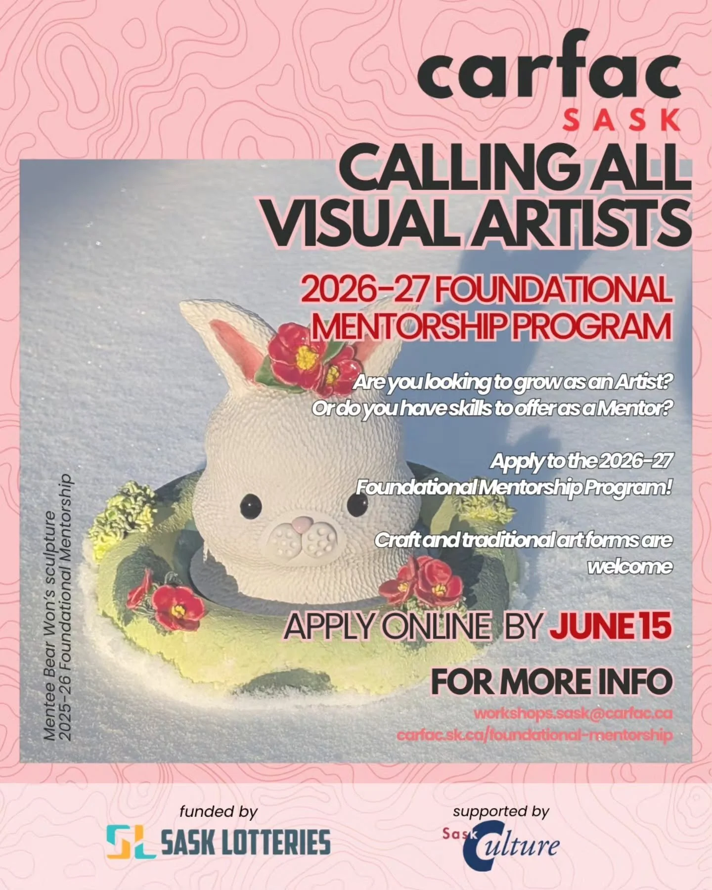 ONE WEEK LEFT!!!

Deadline for the 2026-27 Foundational Mentorship Program is JUNE 15. Don't miss it!

You can find more information and apply by visiting https://carfac.sk.ca/foundational-mentorship (link in the bio)

Please note that there are two 