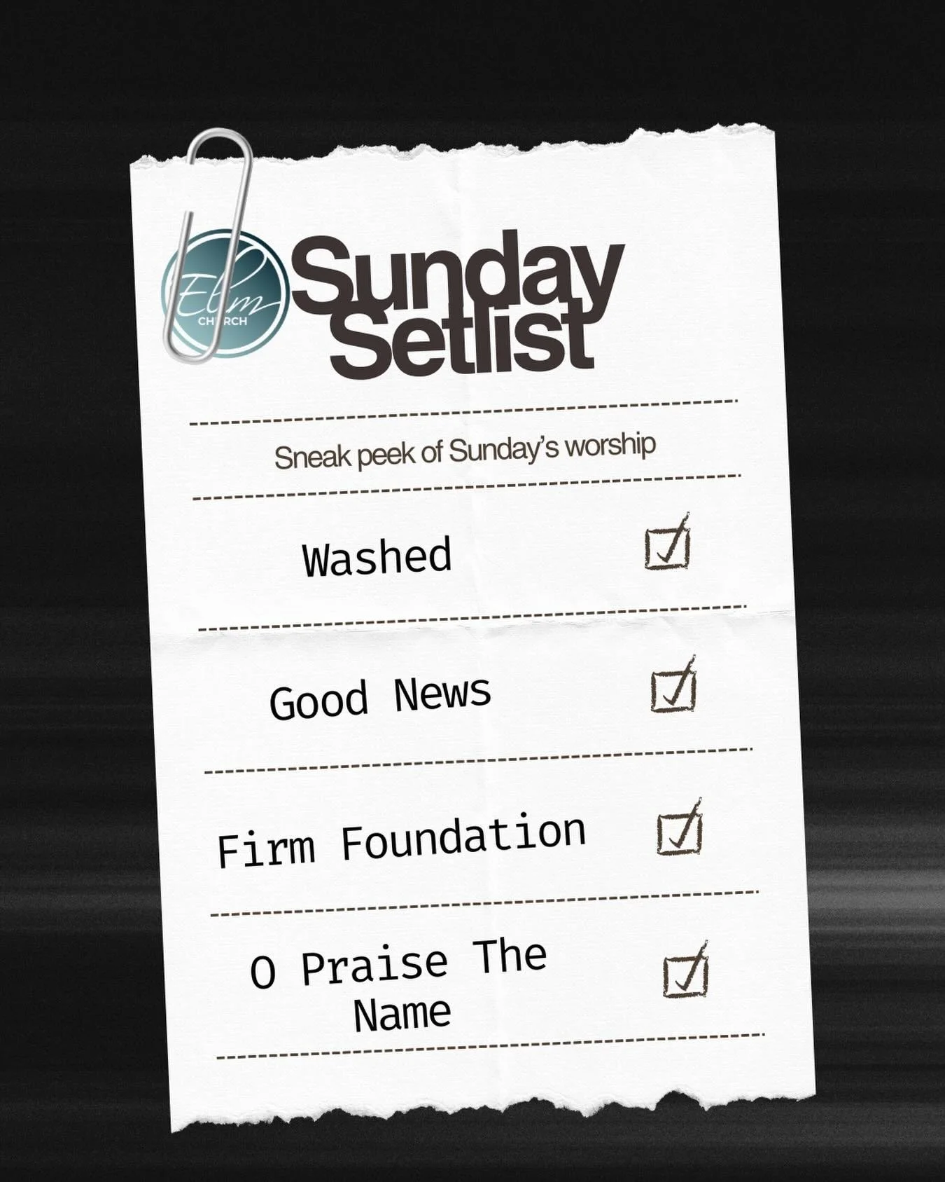 We&rsquo;ll be lifting up songs that remind us of the truth of the Gospel, reminders that we&rsquo;ve been washed, redeemed and set on a firm foundation in Christ !!

We&rsquo;re especially excited to worship together with &ldquo;Good News&rdquo; an 