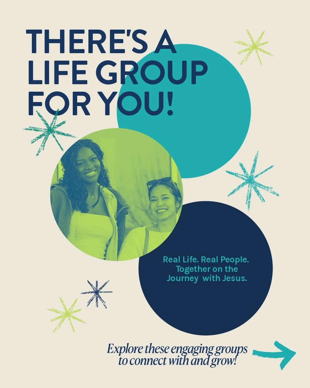 Life is better together and you were never meant to do it alone! 
Life Groups are all about building real relationships and growing to become more like Jesus alongside others! 
No matter your age, interests, or where you are in life, there is a place