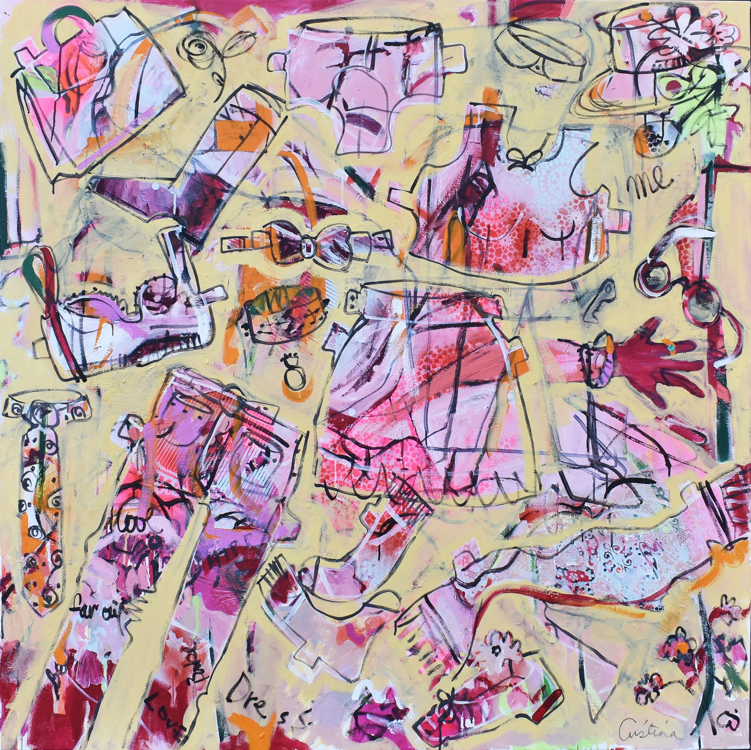 DRESS ME. 2019. Acrylic on canvas. 140 x 140cm