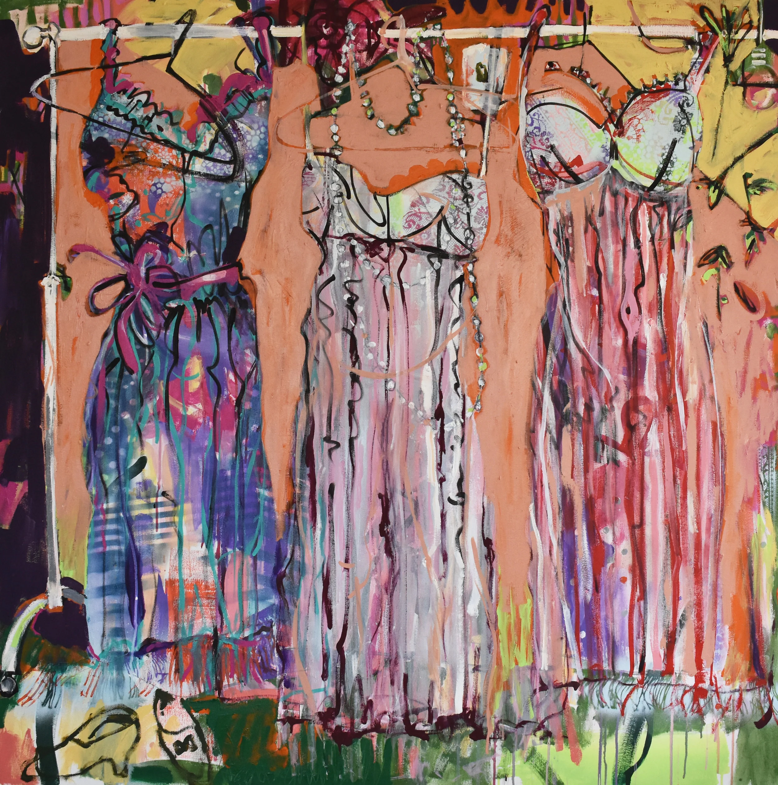 PICK ME. 2019. Acrylic on canvas. 140 x 140cm Close ups of DRESS ME