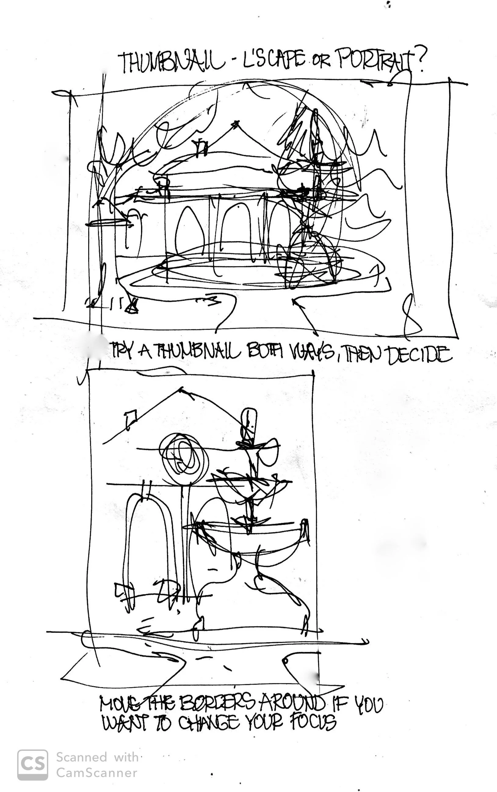 Erin Hill Sketching. Thumbnails for Victoria Park sketch. Forbes NSW.jpeg