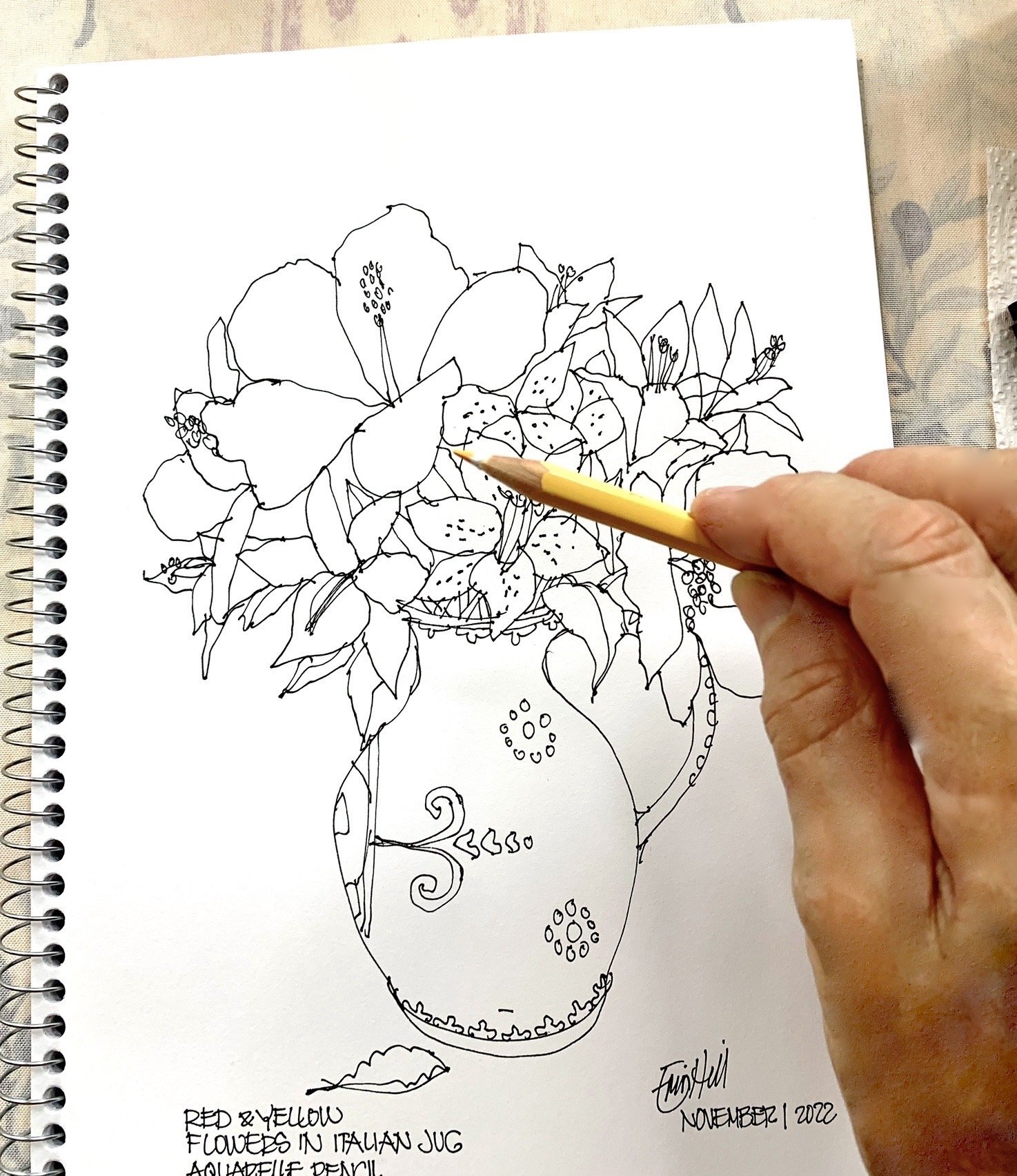 Erin Hill Sketching. Holding the Aquarelle pencil .jpg