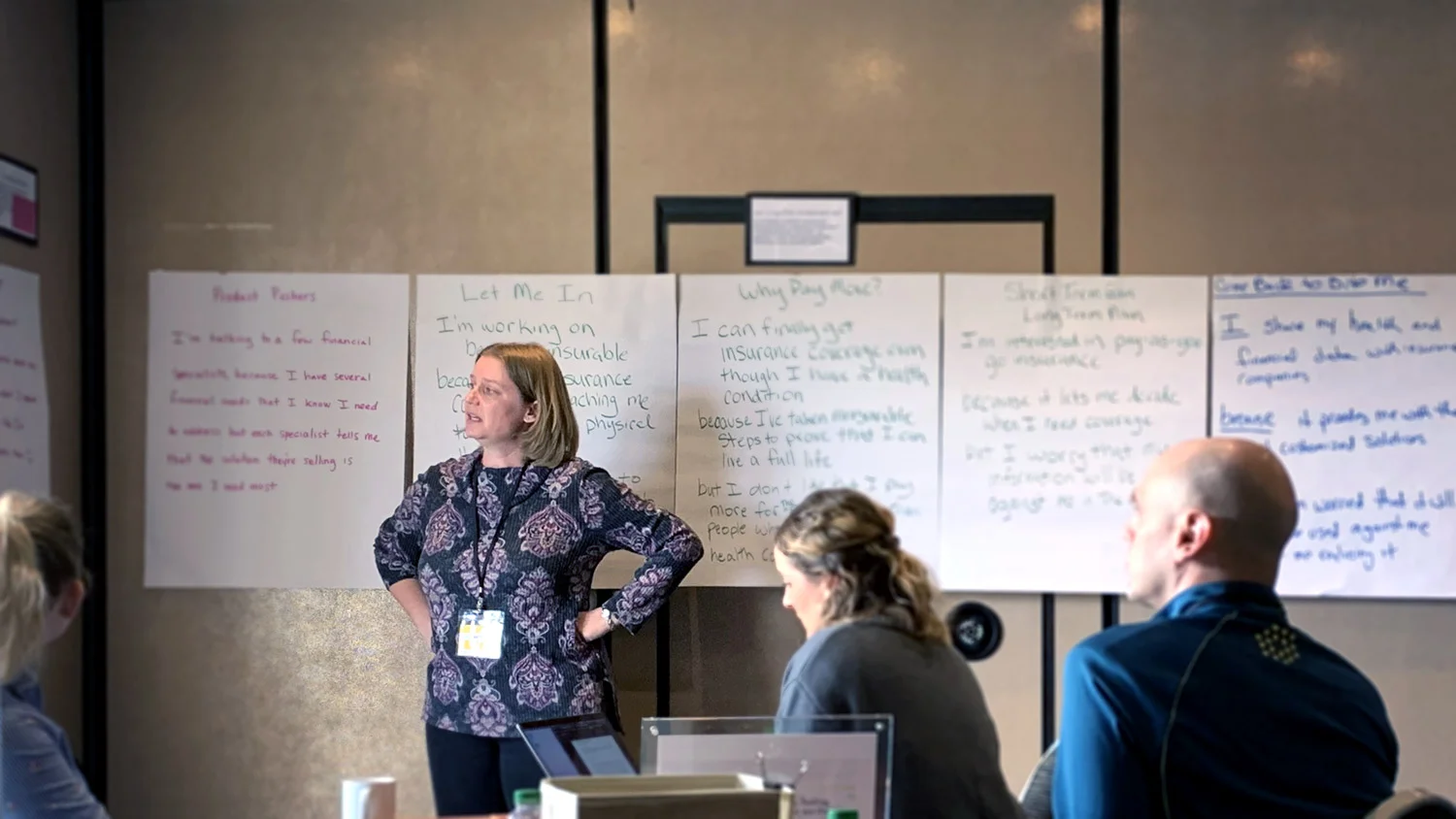 Cindy Malone discussing research strategy during a Future Needs workshop