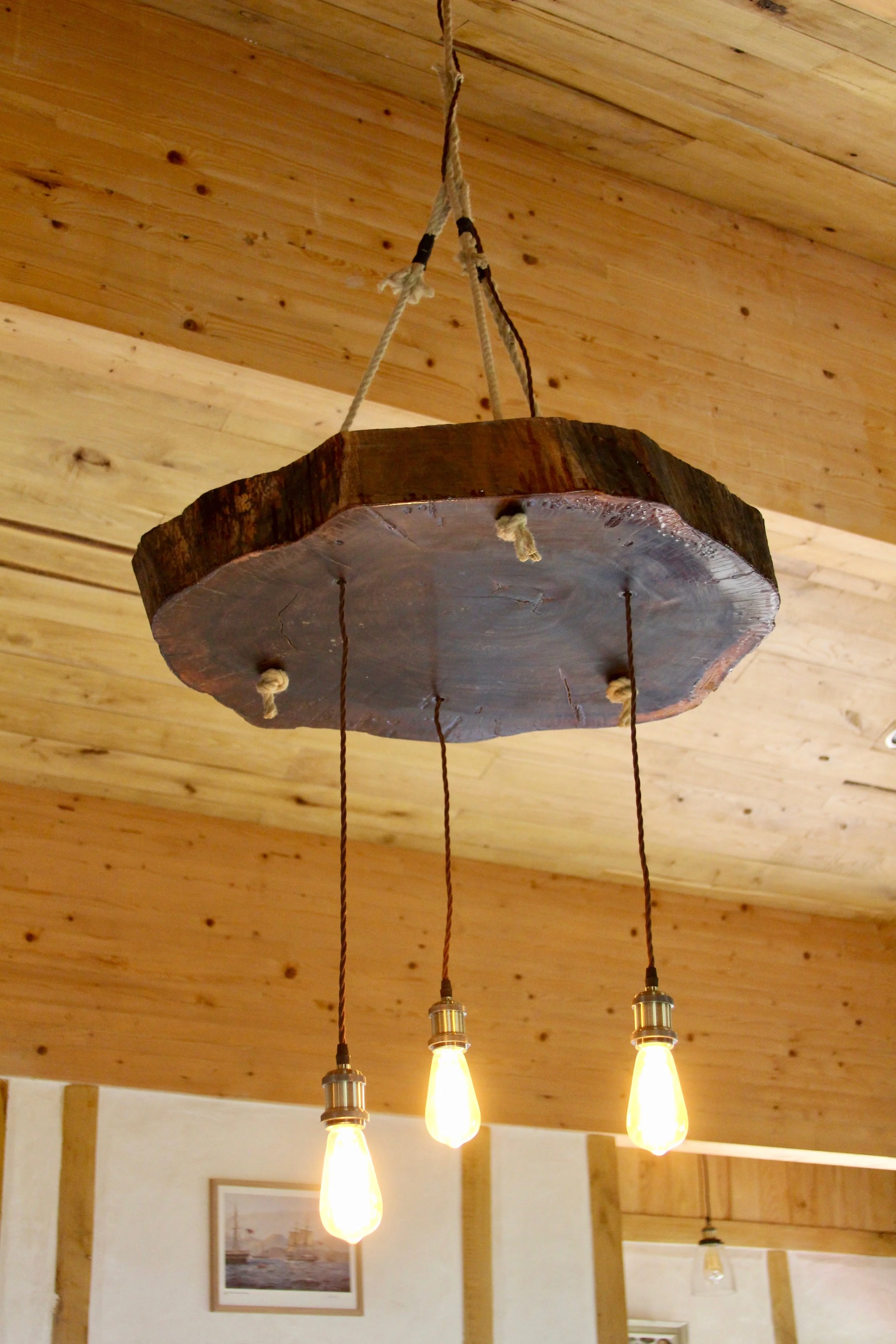 Gite Carlit; Walnut chandelier