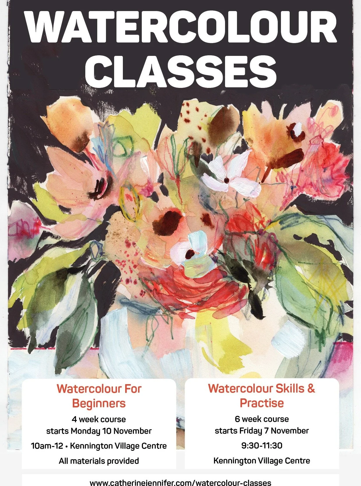 Booking is open for my Watercolour for Beginners class, Monday mornings for 4 weeks, starting 10 November, all materials provided. 

There is also space in my Friday morning Watercolour Skills and Practise Class - 6 week course starting Friday 7 Nove