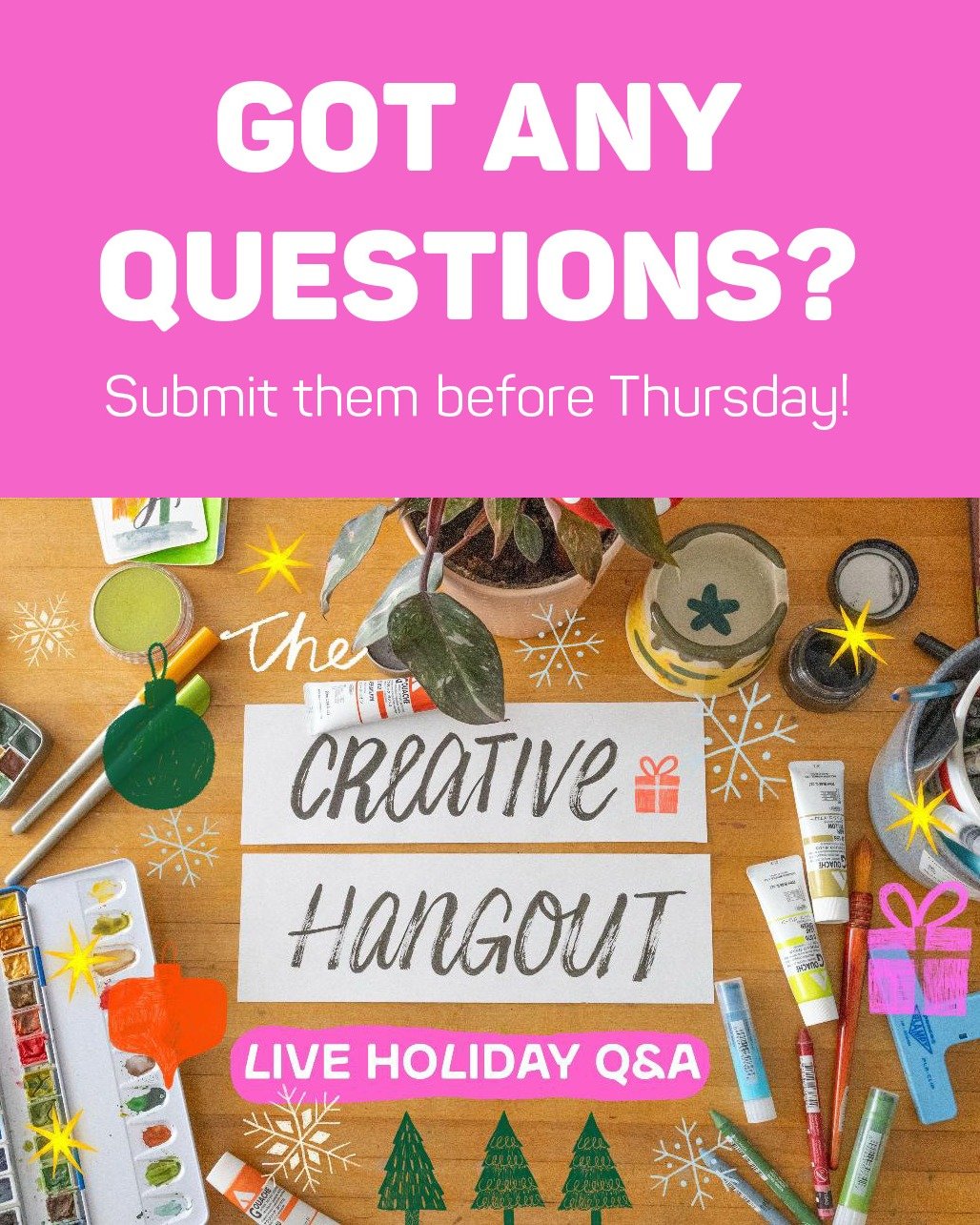Have you got any questions about watercolour or art? Would you like to win a year of Skillshare? 

Submit a question to me either via DM, or in the comments below! Then join me and 15+ other Skillshare Teachers on Thursday for a fun and festive Holid