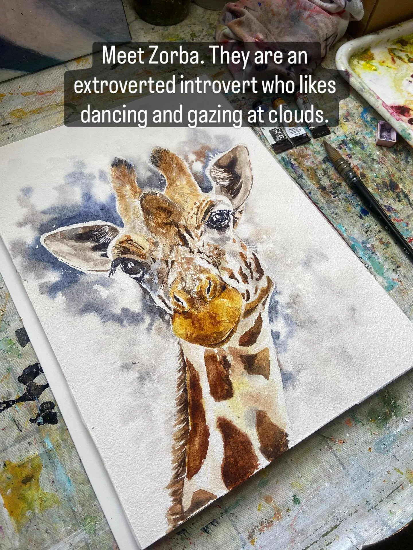 All prepped for Intermediate Watercolour Class tomorrow. This painting was made with just three colours (French Ultramarine, Burnt Sienna and Gamboge). It&rsquo;s an opportunity to focus on wet-in-wet as well as dry brush techniques, layering, adding