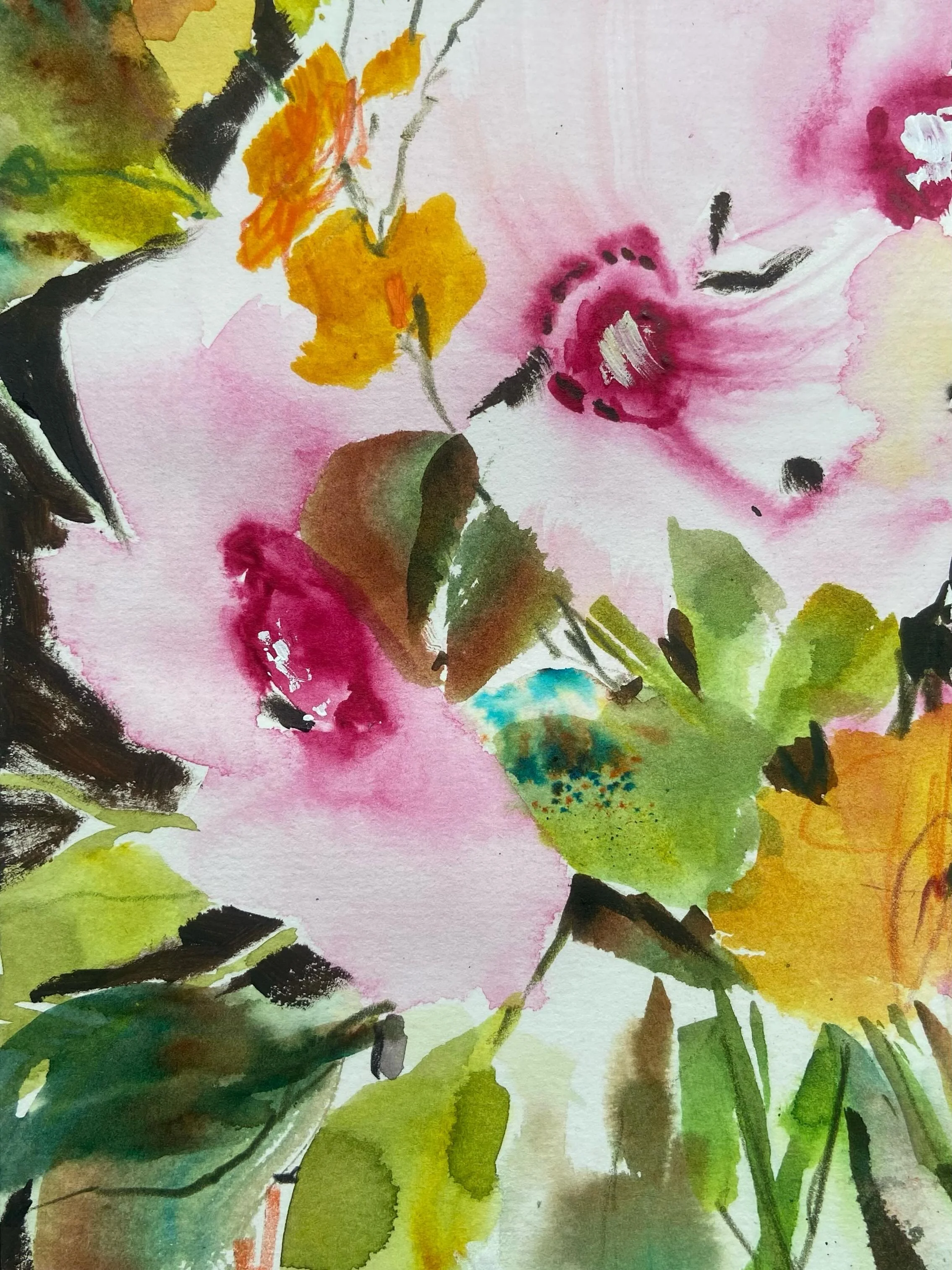 40 minutes to play and catch my breath. Even when there's a lot to do, some days need to feel a little bit more spacious.

#looseflowers #personalwork #beingtime #lovewatercolors