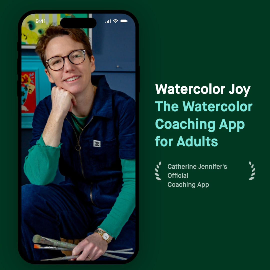 Photograph of Catherine Jennifer and her Watercolor Joy Coaching App