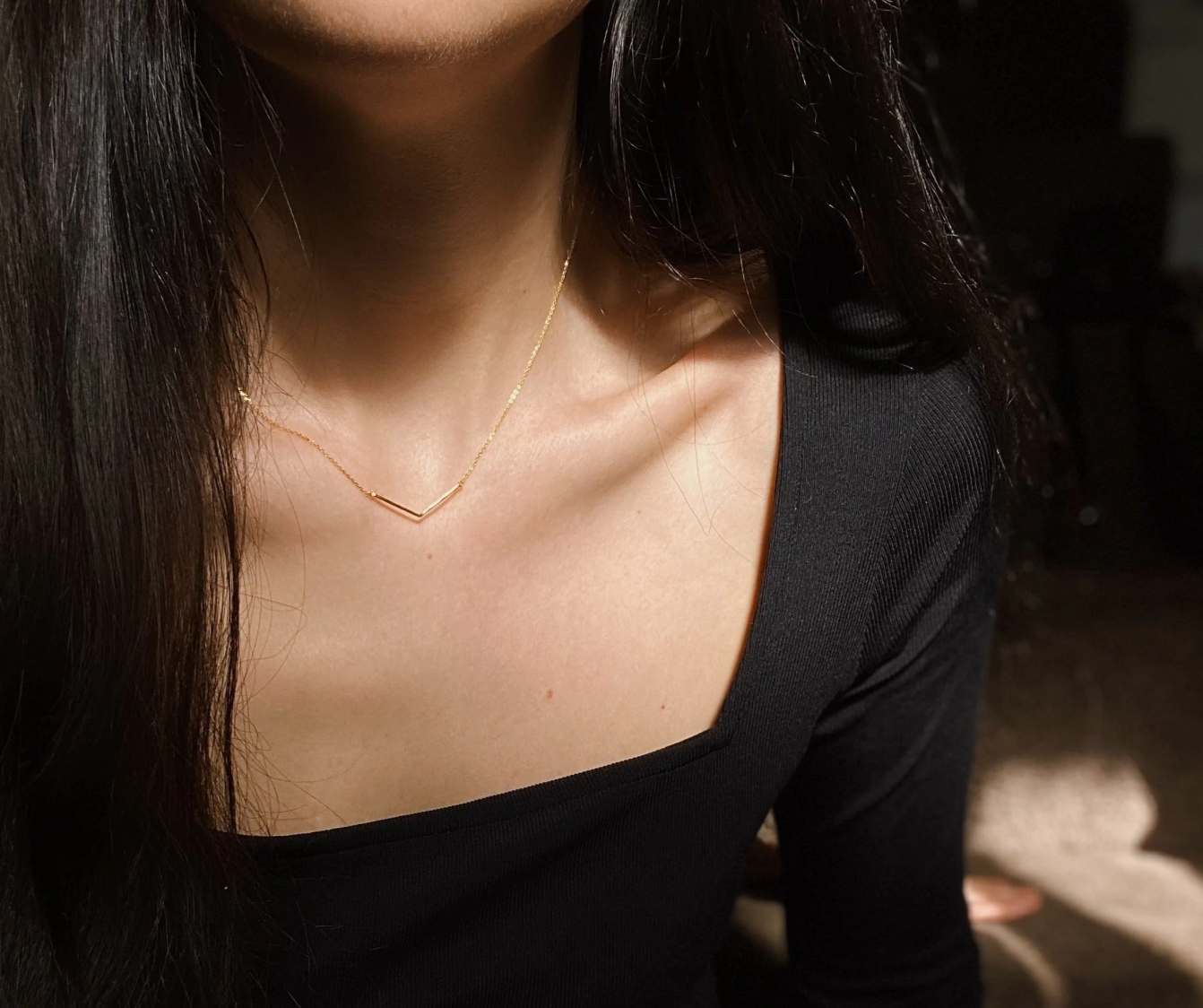 Image shows Lines & Current 'Charlotte' Chevron Chain - Gold Plated, Moon Gift Store Ireland EU