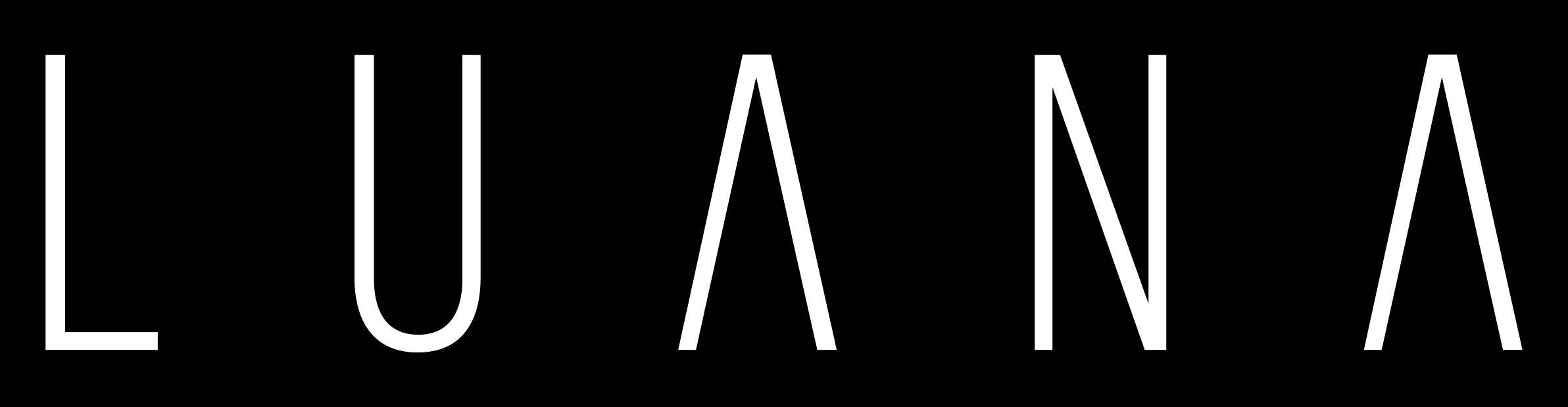 The word 'LUANA' written in white, stylized letters on a black background.