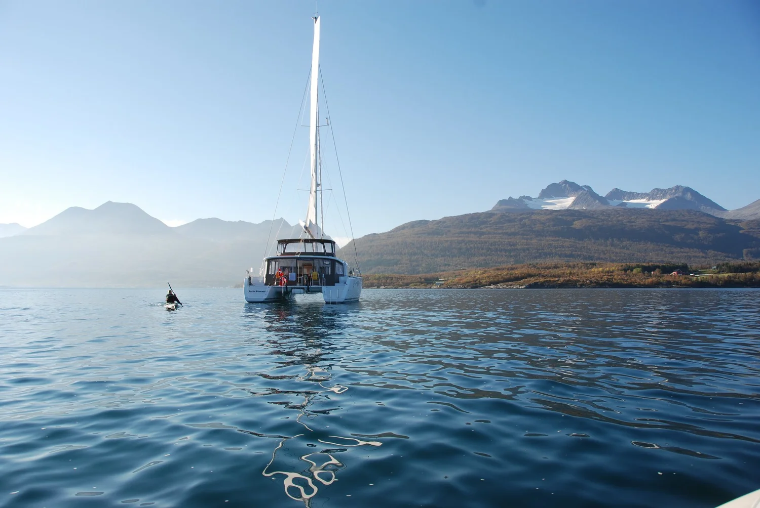 Fjord and the Lyngen Alps on the route from Tromsø