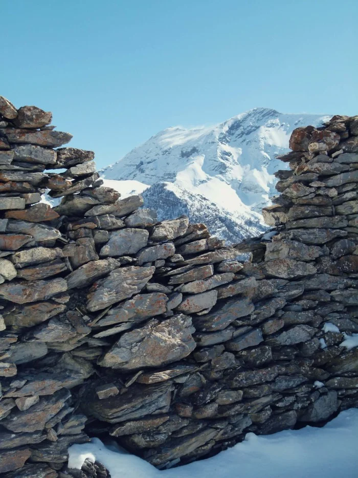 RUINS AND MOUNTAIN