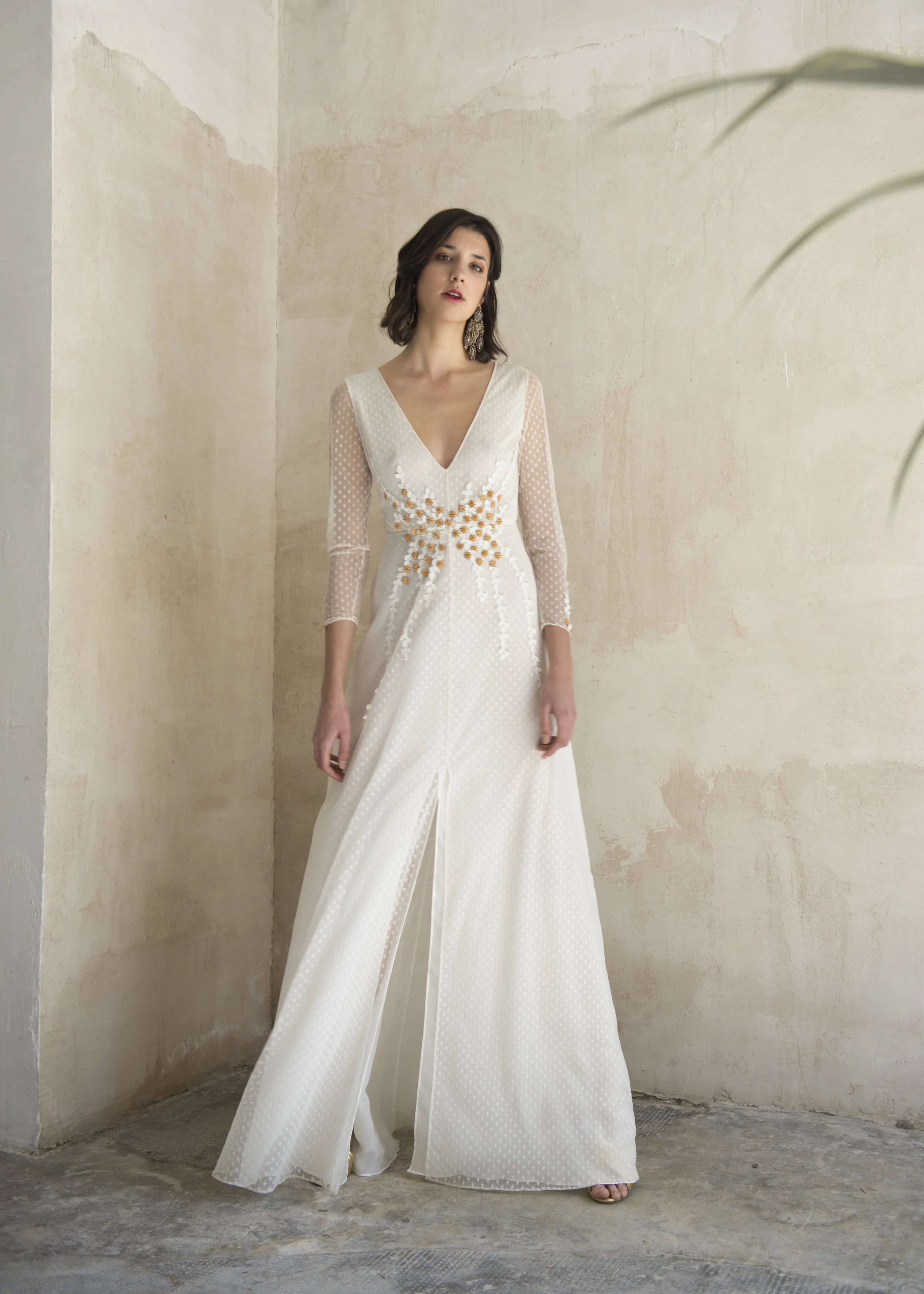 isabella embroidered dress Boho wedding dress with stars | Celestial wedding dress main image 0