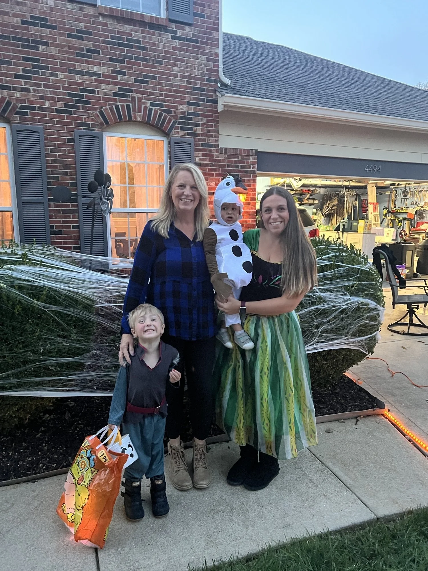 Jennifer Steinmeyer with my grandkids Rhett as Kristoff, James as Olaf and my daughter Kristen as Ana. .jpeg