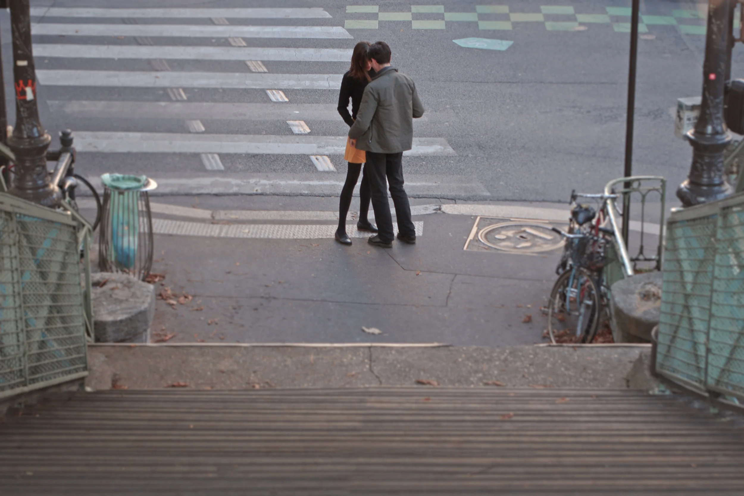 A pair at stairs.