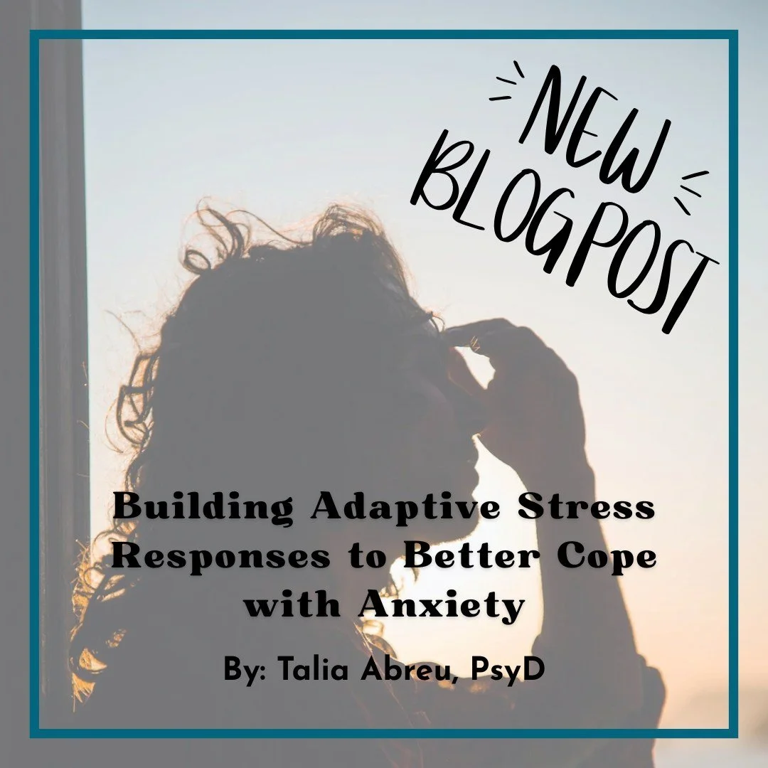 🌿 New Blog Post! 🌿
Stress is inevitable—but when it becomes constant or turns into anxiety, it can take a real toll on your mind and body. 😣
In her new post, Talia Abreu, PsyD, shares how to build adaptive stress responses—practical