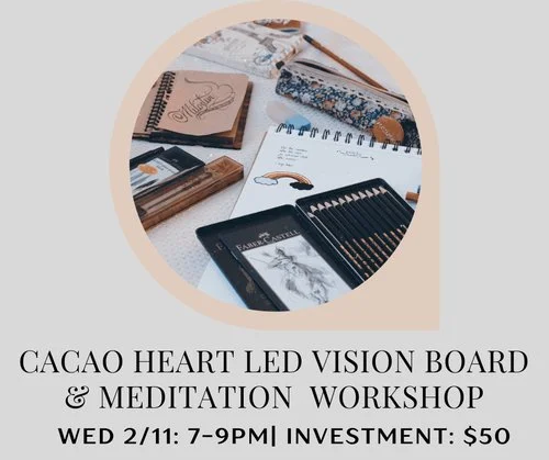 ✨ Cacao + Creativity + Clarity ✨

Join us Feb 11 &bull; 7&ndash;9 PM for a heart-opening Cacao Heart-Led Vision Board &amp; Meditation Workshop at Del Ray Psych &amp; Wellness! 🍫🧘&zwj;♀️🖼

We&rsquo;ll sip ceremonial cacao, practice a guided heart-