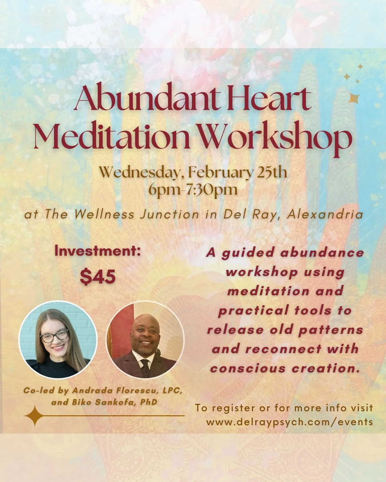 An evening to slow down, open the heart, and reconnect with abundance ✨
Join us for an Abundant Heart Meditation Workshop, a guided experience using meditation and practical tools to release old patterns and reconnect with conscious creation.
This he