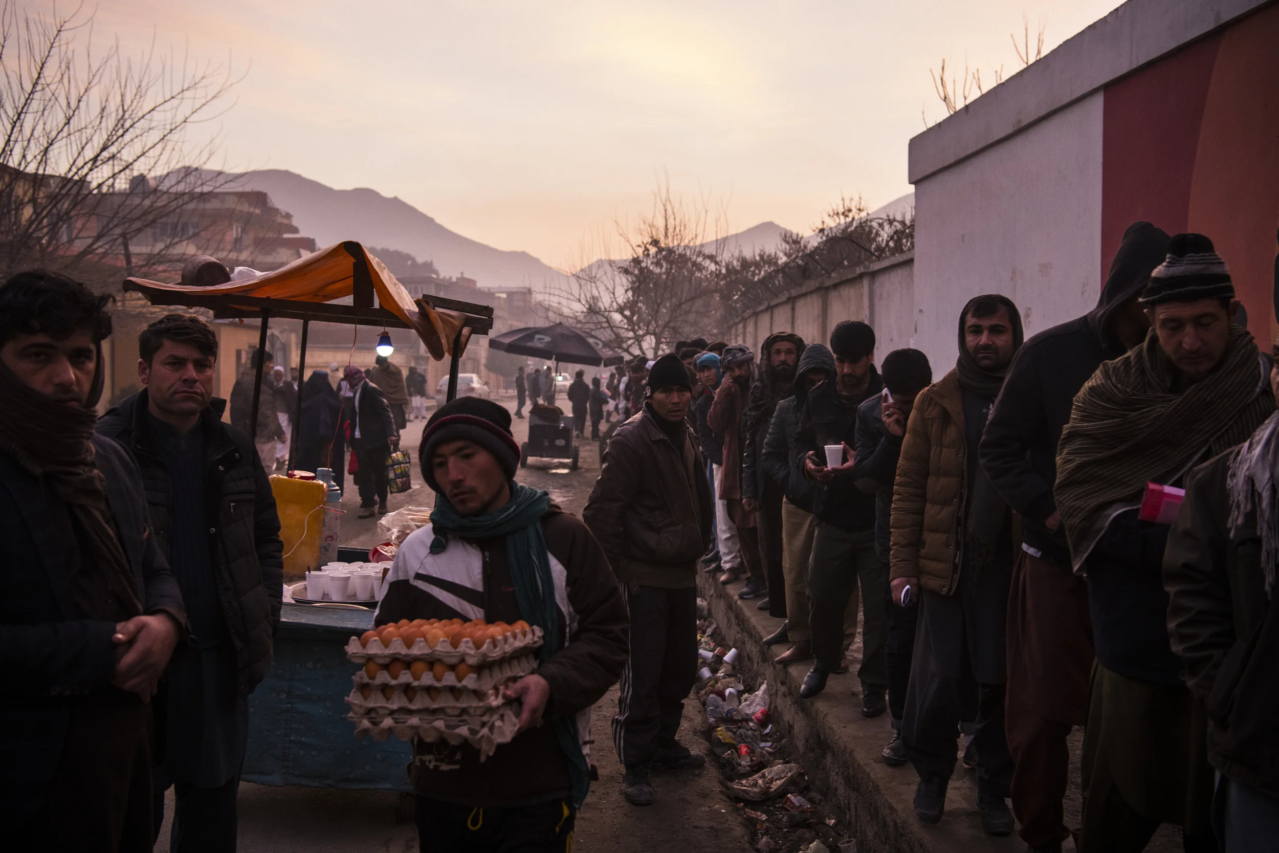  Four thousand Afghans were applying for passports at the country’s only passport office at the time of this photograph, with queues forming as early as 1AM in the morning. Most were seeking to travel to neighbouring Iran after Tehran eliminated a 20