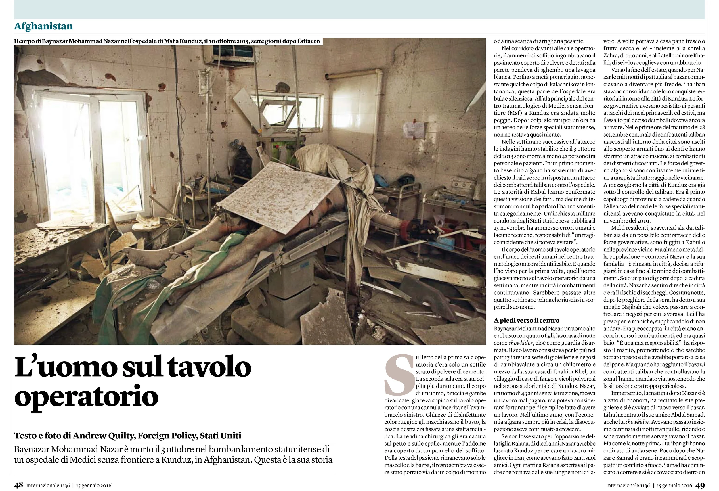  Internatzionale Magazine, Italy. 15.1.2016. 