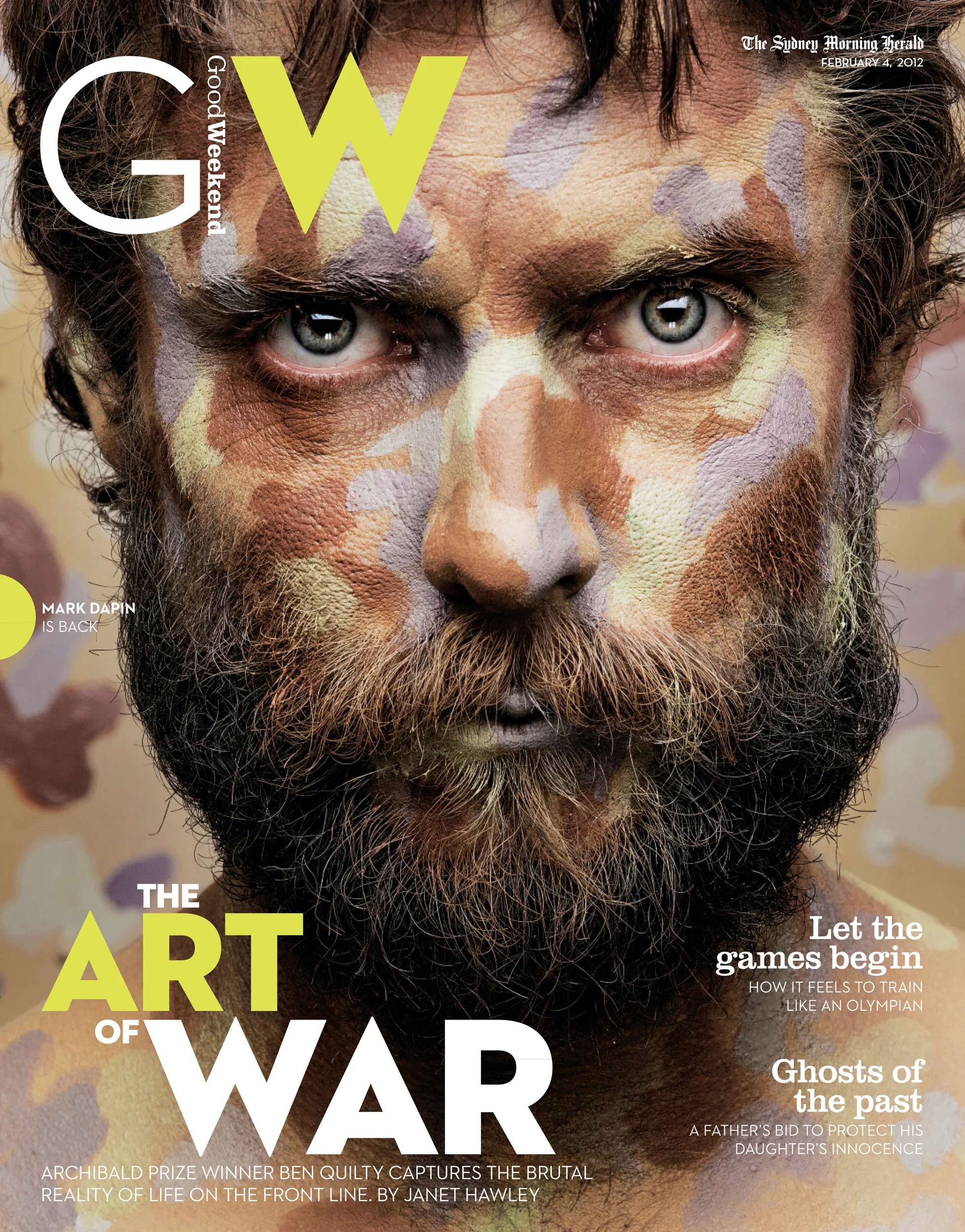  The Art of War. The Good Weekend Magazine. Text by Janet Hawley. Photos by Andrew Quilty. 4.2.2012. (Story not available online).  