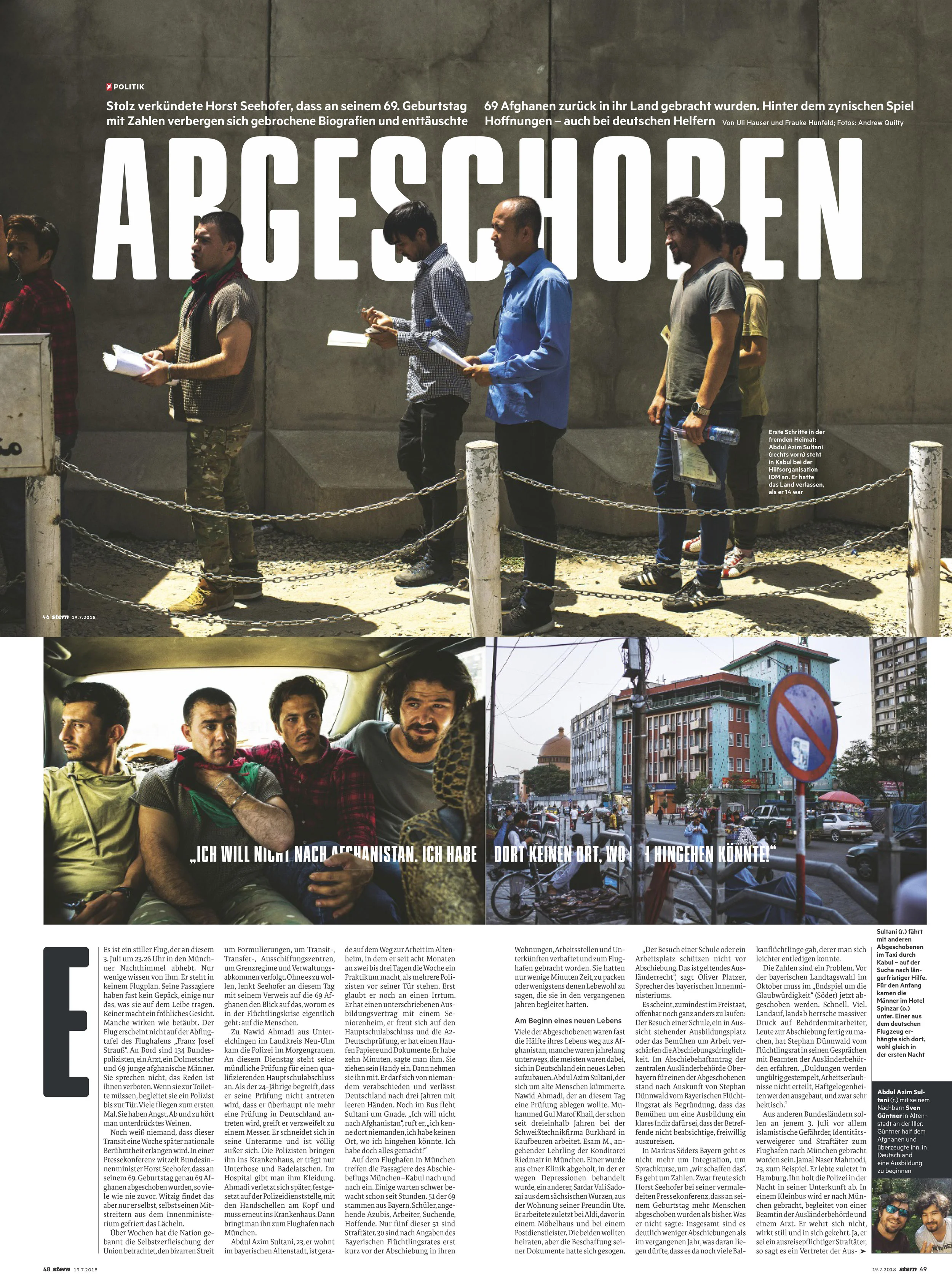 On July 4, 2018, Germany deported 69 Afghans to Kabul. The day after, one of the group had hung himself in a hotel room provided by the International Organisation for Migration. Stern Magazine. Text by Uli Hauser and Frauke Hunfeld. Photos by Andrew Quilty.