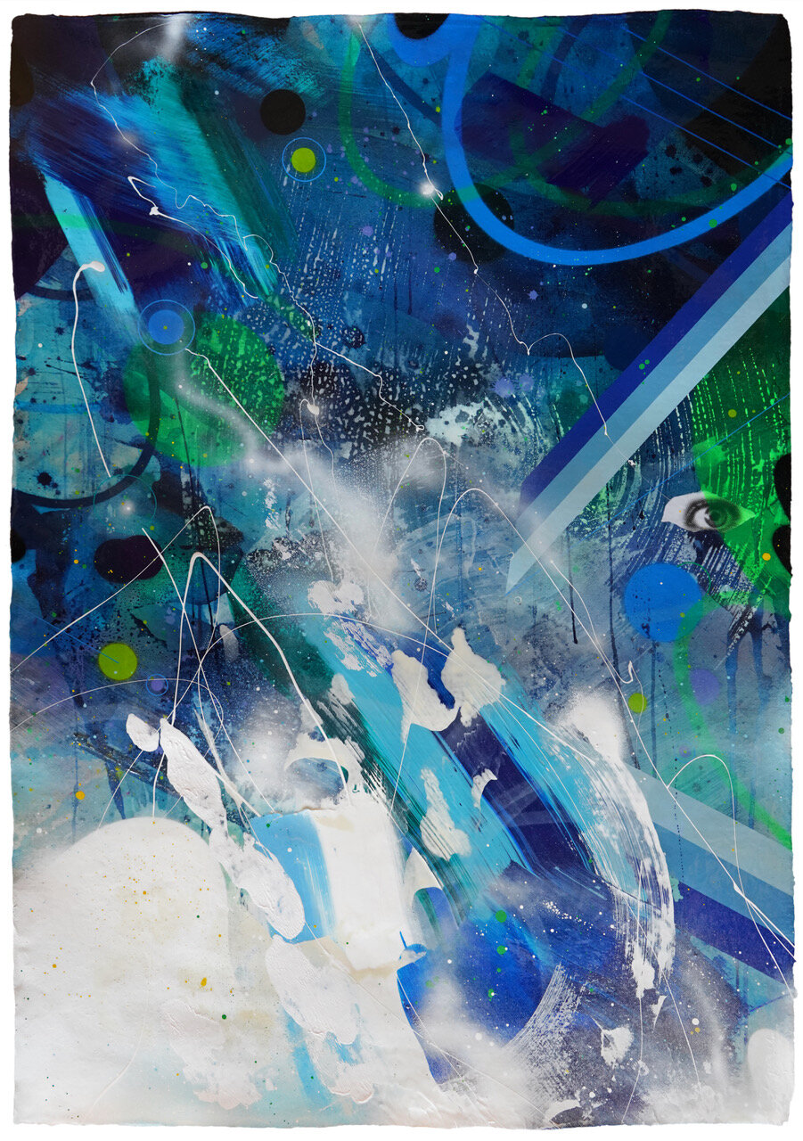 KayOne ONDA LUNGA , 2021 135 cm x 95 cm Tecnica mista su carta