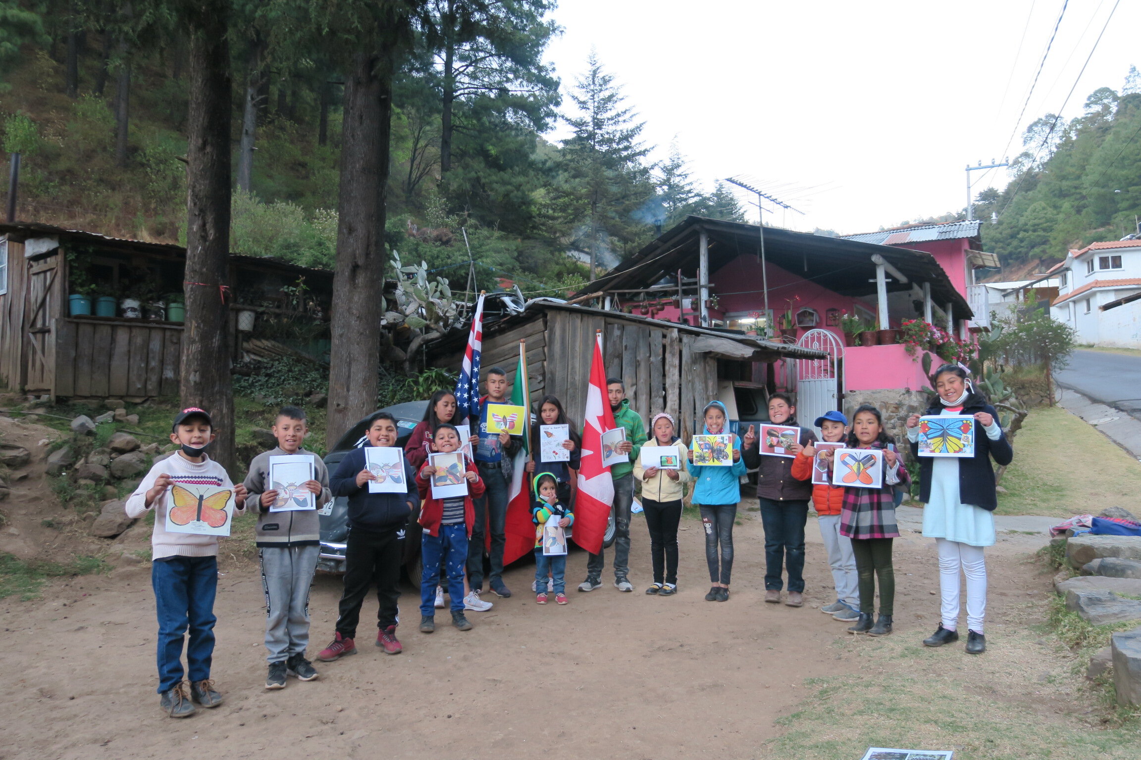 Visiting carpenter families' children.