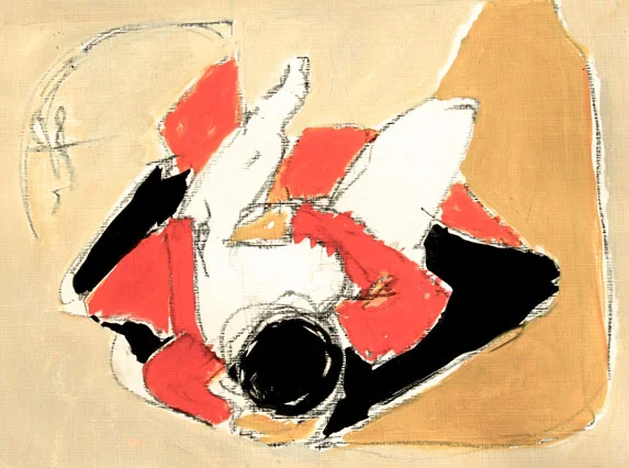 Finding abstraction through figuration. Oil and charcoal on paper. Painting size 13in X 17in