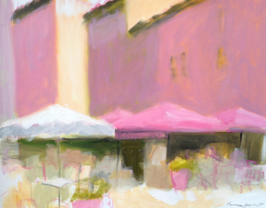 Cafe scene by Iona Stern. Oil painting on paper