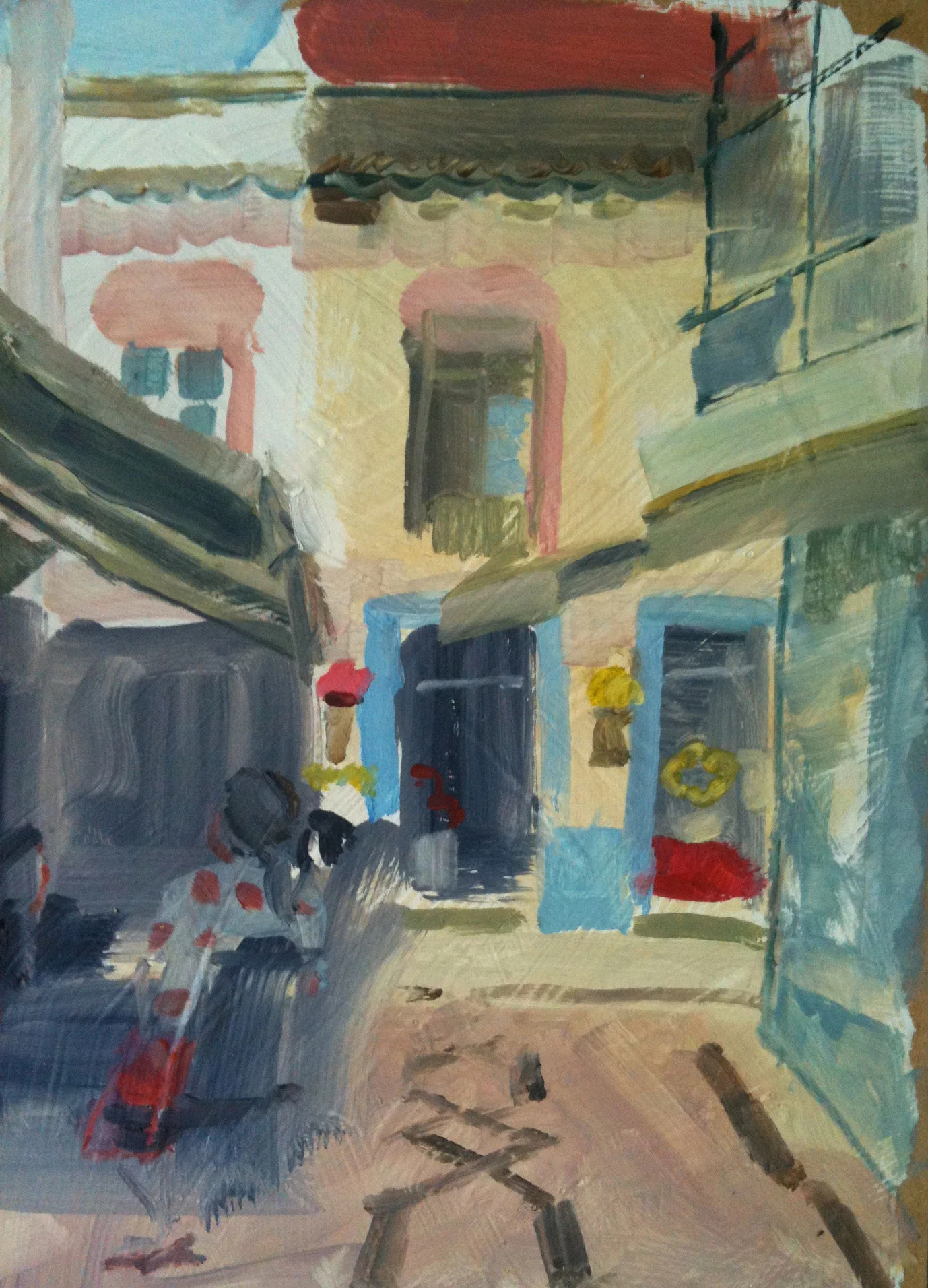 Flower Shop, Olhao, Portugal. Oil on board