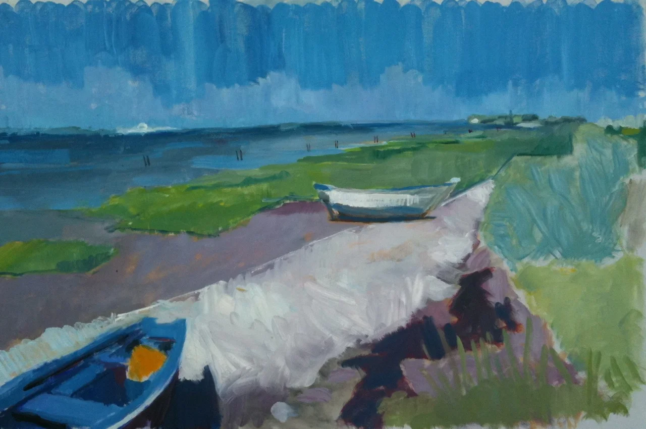 Waiting for the approaching tide. Painting by Iona Stern