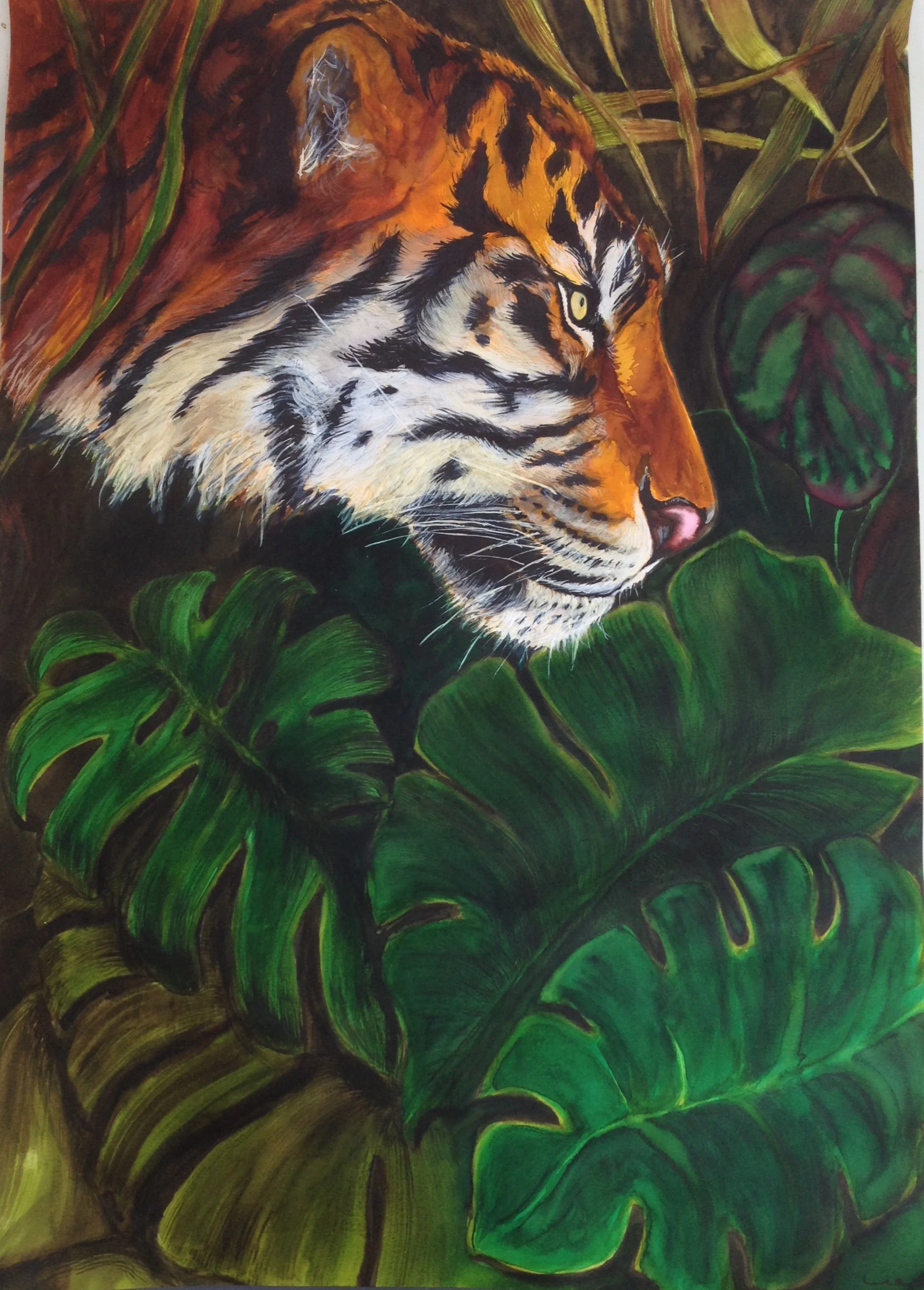 Tiger, from Tiger and Rosa. Watercolor and ink on Canson Imagine Mixed Media Paper (200g/m2), A2 (59,4x42 cm). Personal Collection. (Unavailable.)