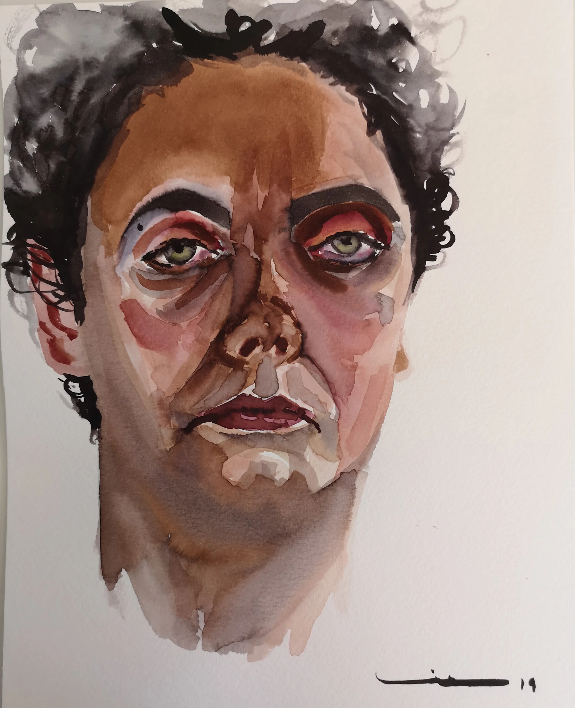 Me, Ugly #8, watercolor on paper, 24x32cm, 2019. Not for sale.