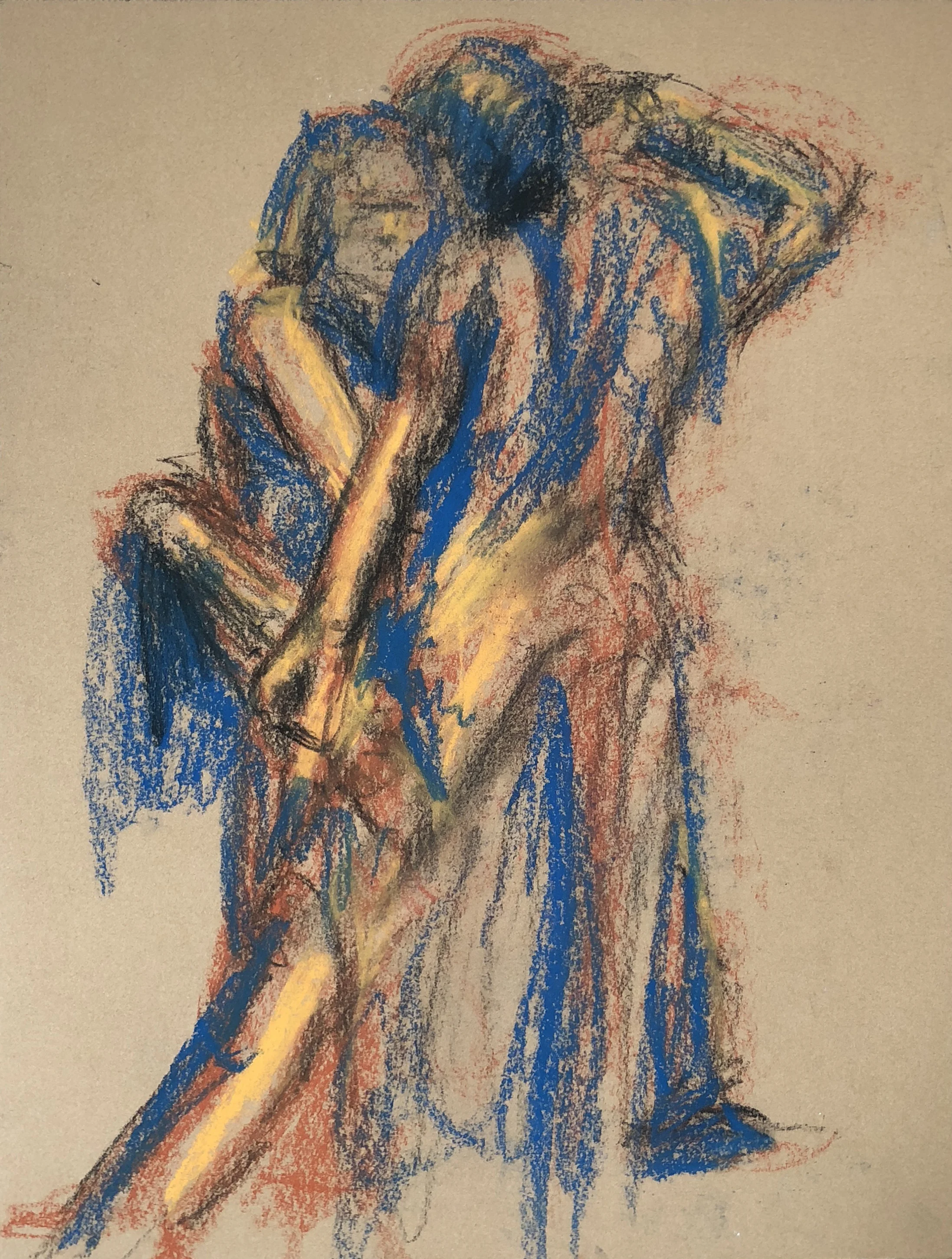 Two figures intertwined 
