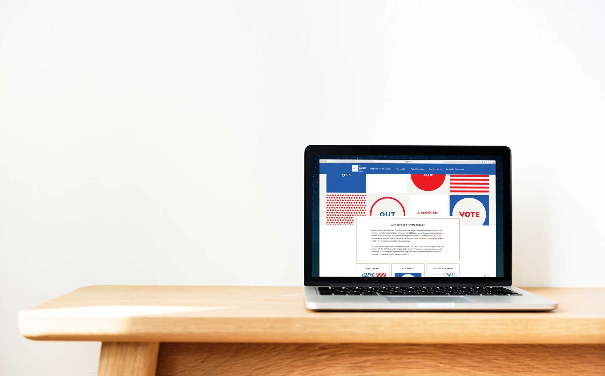 In the Spring of 2016, I joined the AIGA Get Out the Vote committee to create a PDF toolkit. We thought a website might be a bit easier to access and update. Check out how to engage your community to learn more about democracy at a local, regional and national level at aigagotv.com