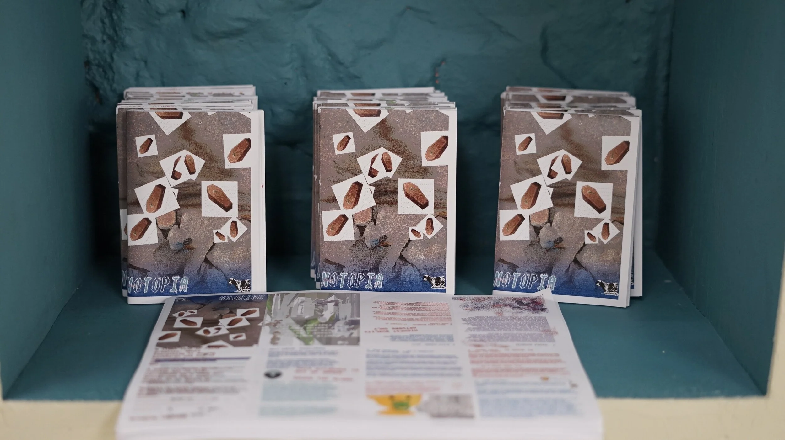   NOTOPIA- 27-29/09/2019   Curated by the artist collective DOGMILK for Plymouth Art Weekender 2019  A survey of emerging artists from across the country linked by formative years in the early 2000’s, an uncertain future, and a drive to turn the  con