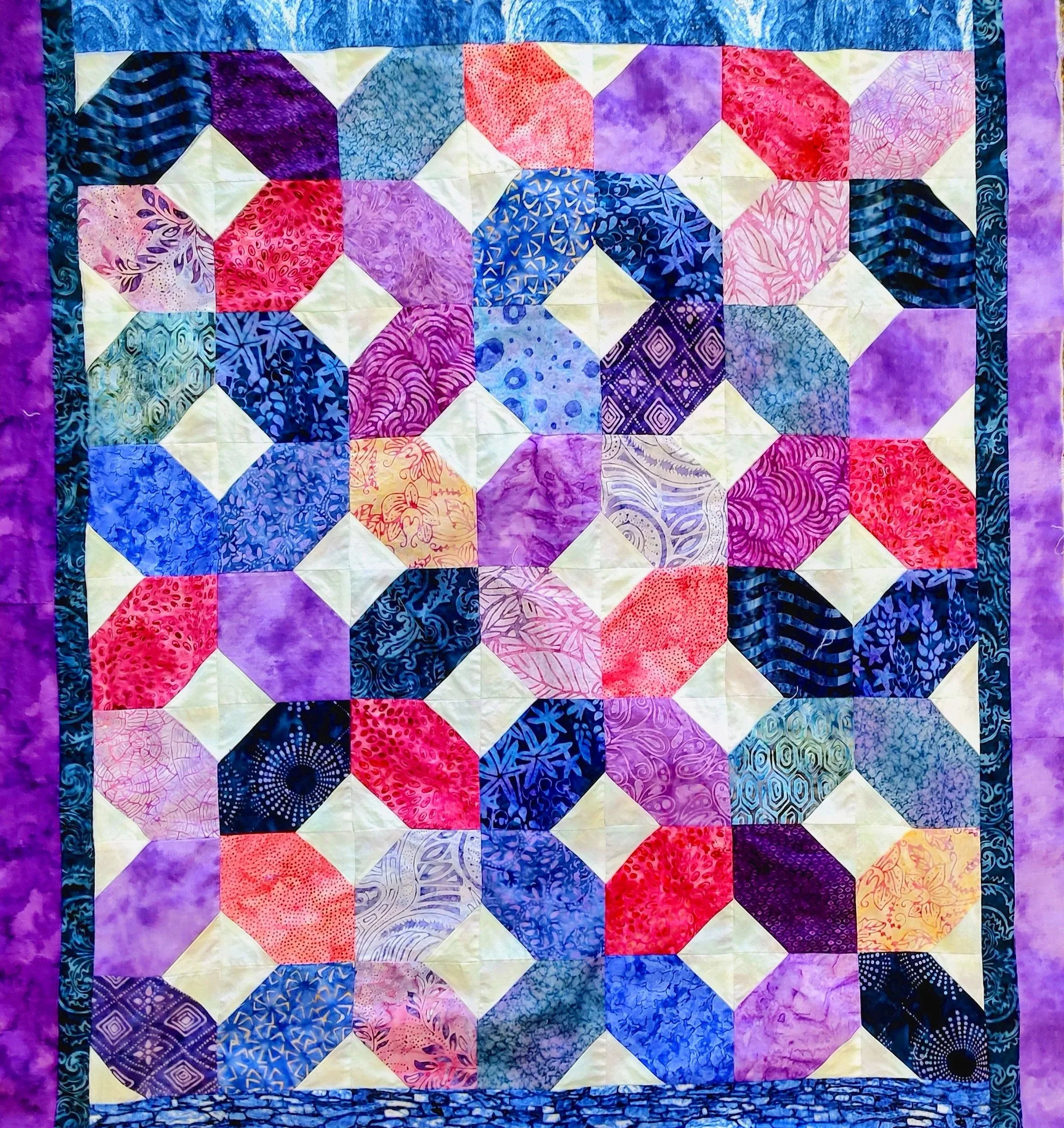 White Diamonds on Purple and Blue