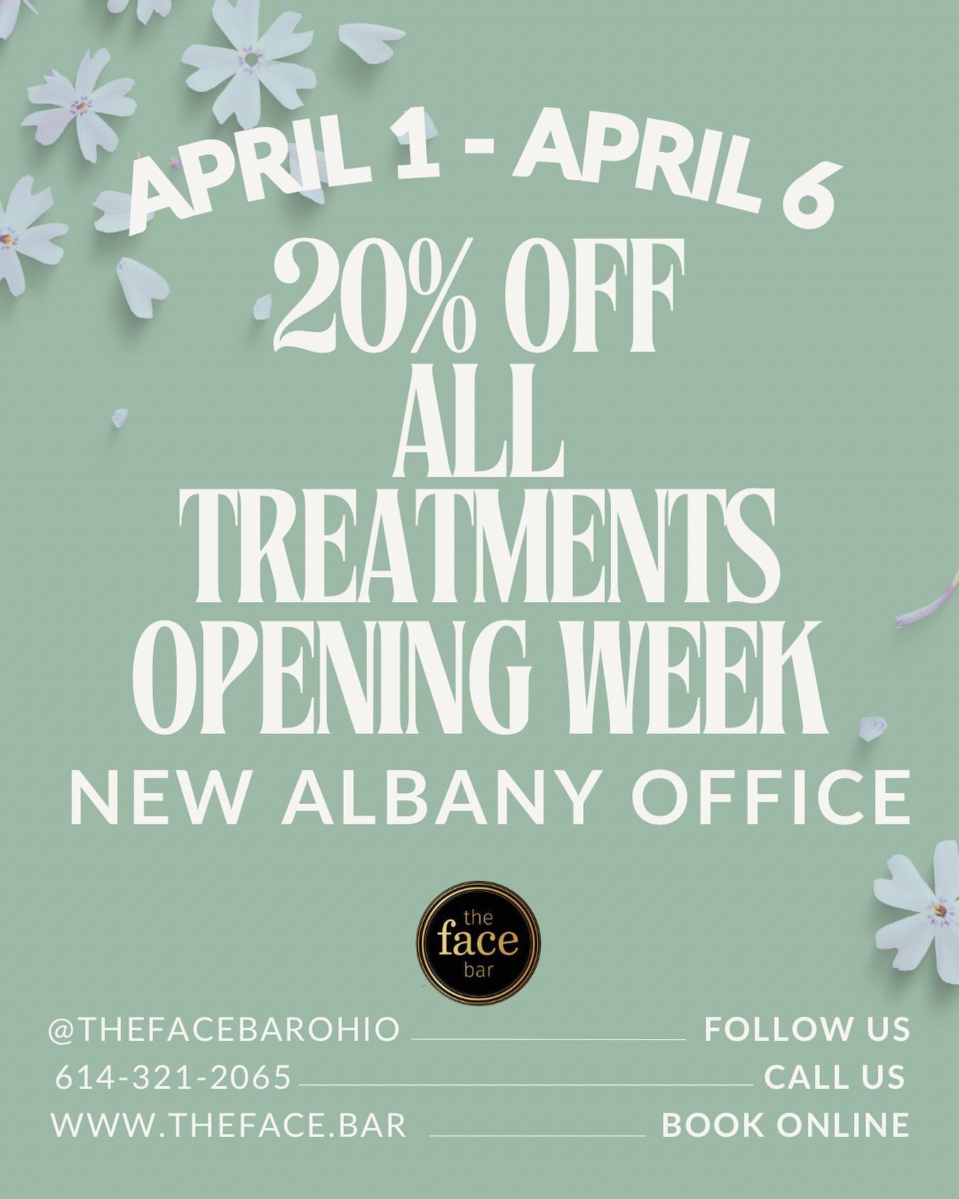 Take advantage of this sunny morning by visiting us at our New Albany office &amp; get 20% off all services 🌞☀️🕶️

Our New Albany opening week 20% off special runs through SATURDAY. Book your spot today!